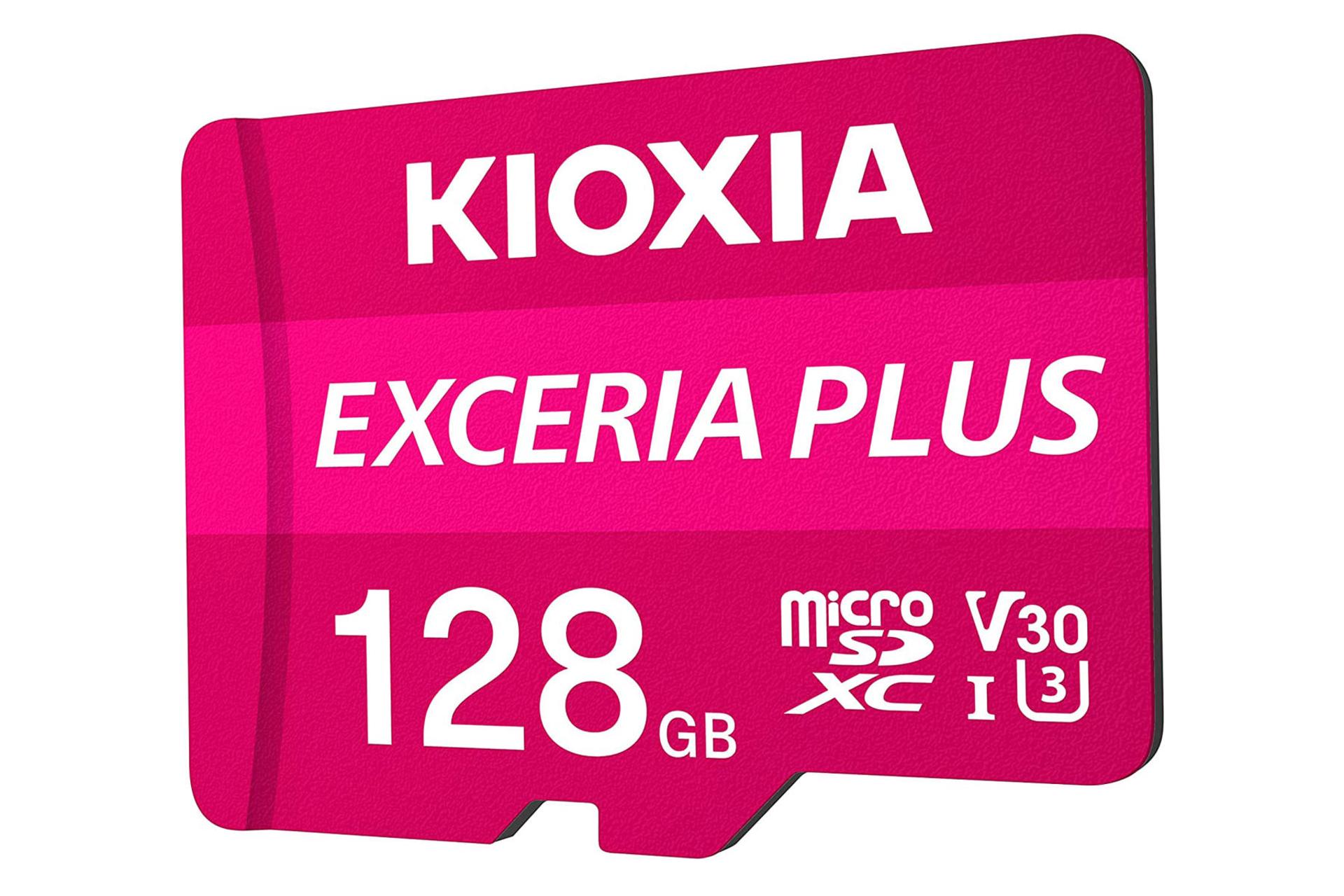 نیمرخ راست کارت حافظه کیوکسیا microSDXC با ظرفیت 128 گیگابایت مدل EXCERIA PLUS V30 کلاس 10