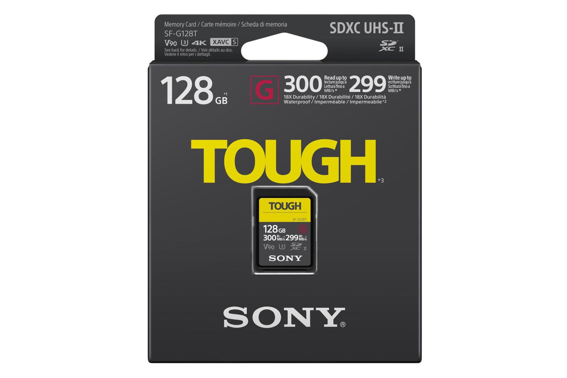 جعبه کارت حافظه سونی SDXC با ظرفیت 128 گیگابایت مدل TOUGH V90 کلاس 10