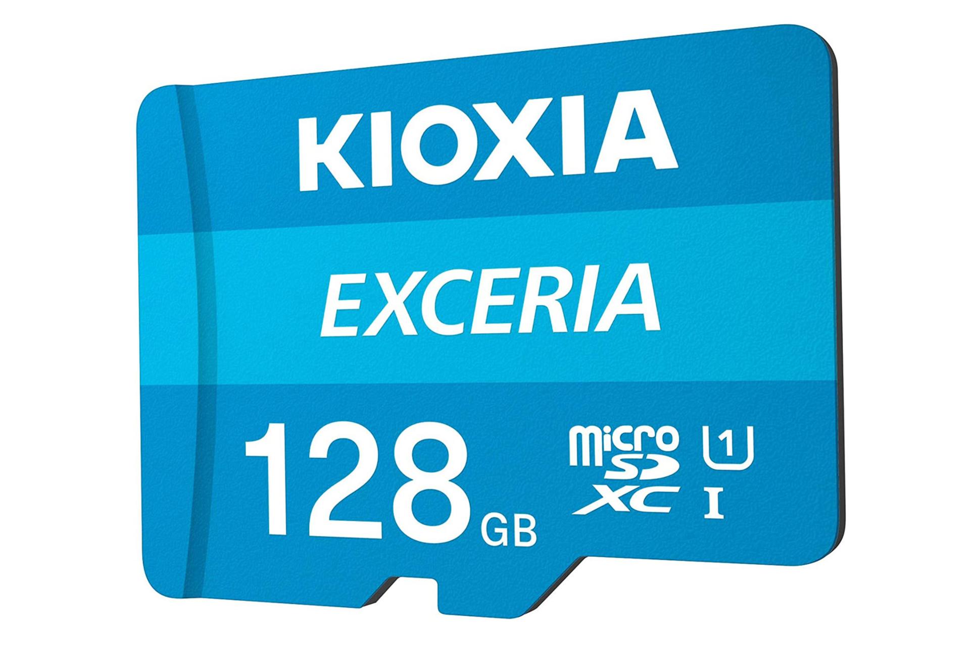 نیمرخ راست کارت حافظه کیوکسیا microSDXC با ظرفیت 128 گیگابایت مدل EXCERIA کلاس 10