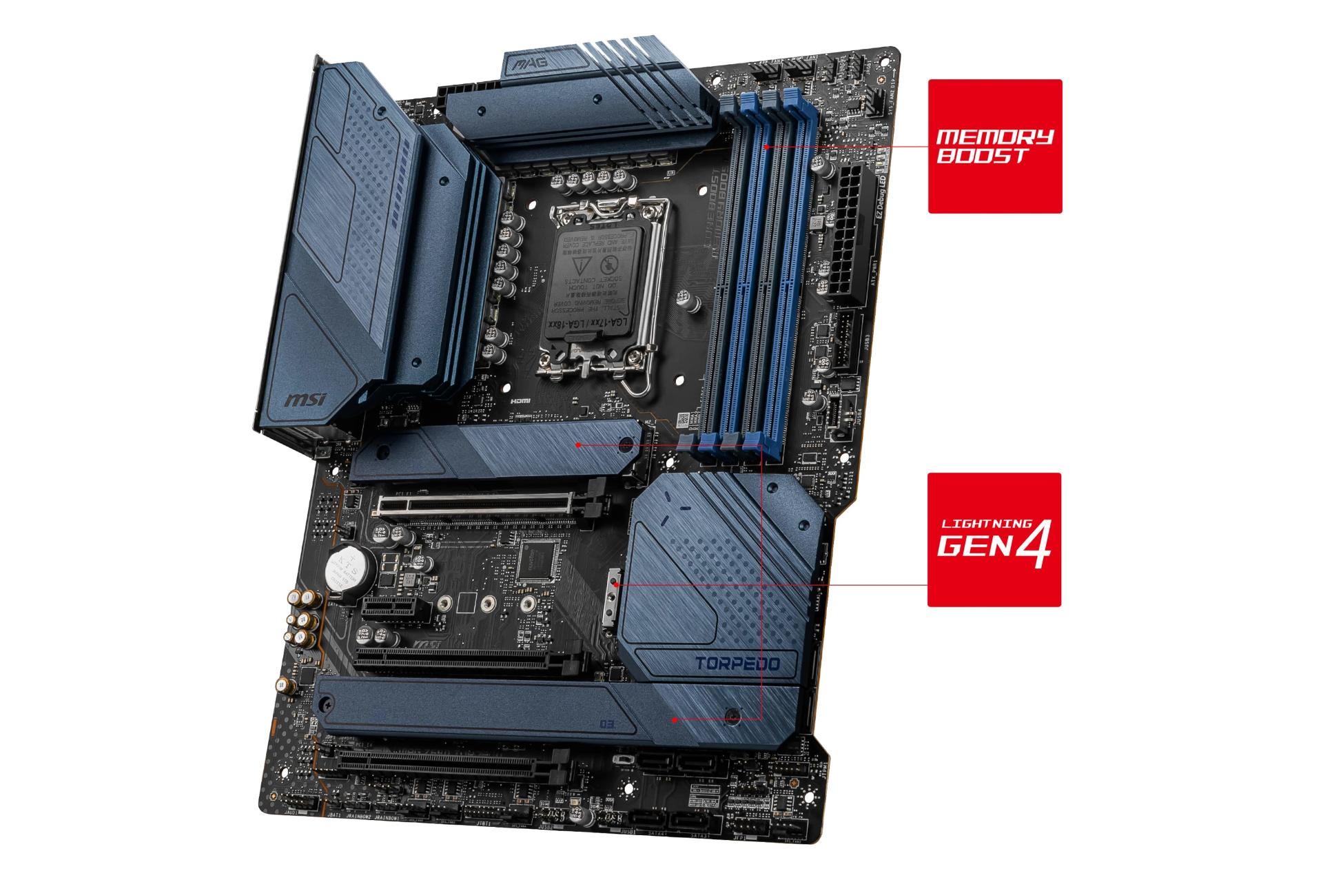 نمای راست مادربرد ام اس آی MSI MAG Z690 TORPEDO