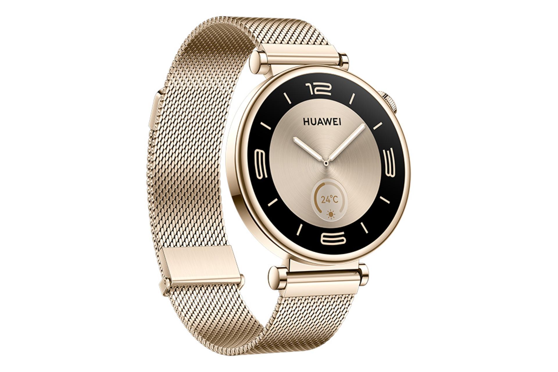 نمای چپ ساعت هوشمند هواوی واچ GT 4 نسخه 41 میلی‌متری / Huawei Watch GT 4 41mm طلایی