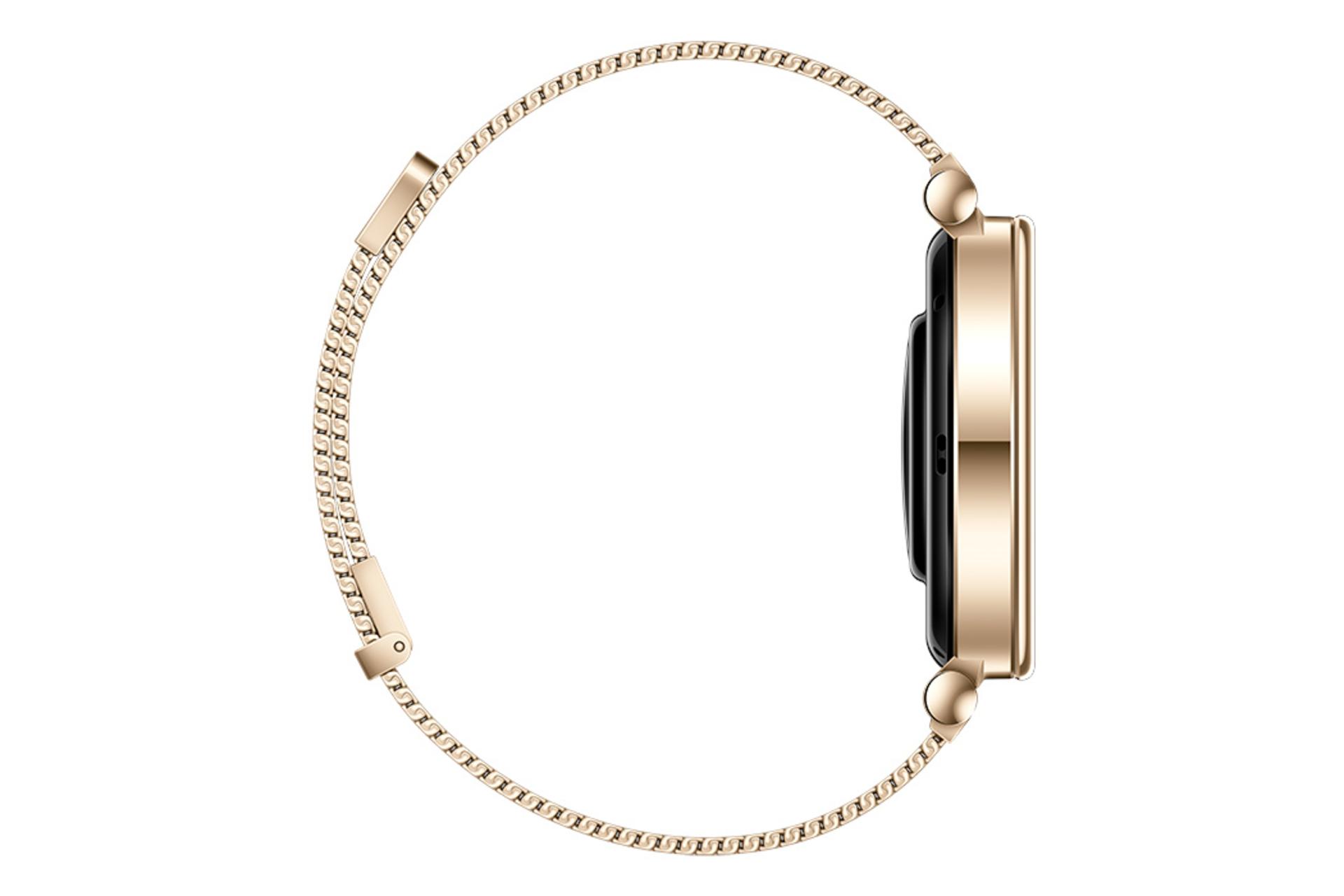 نمای جانبی ساعت هوشمند هواوی واچ GT 4 نسخه 41 میلی‌متری / Huawei Watch GT 4 41mm طلایی