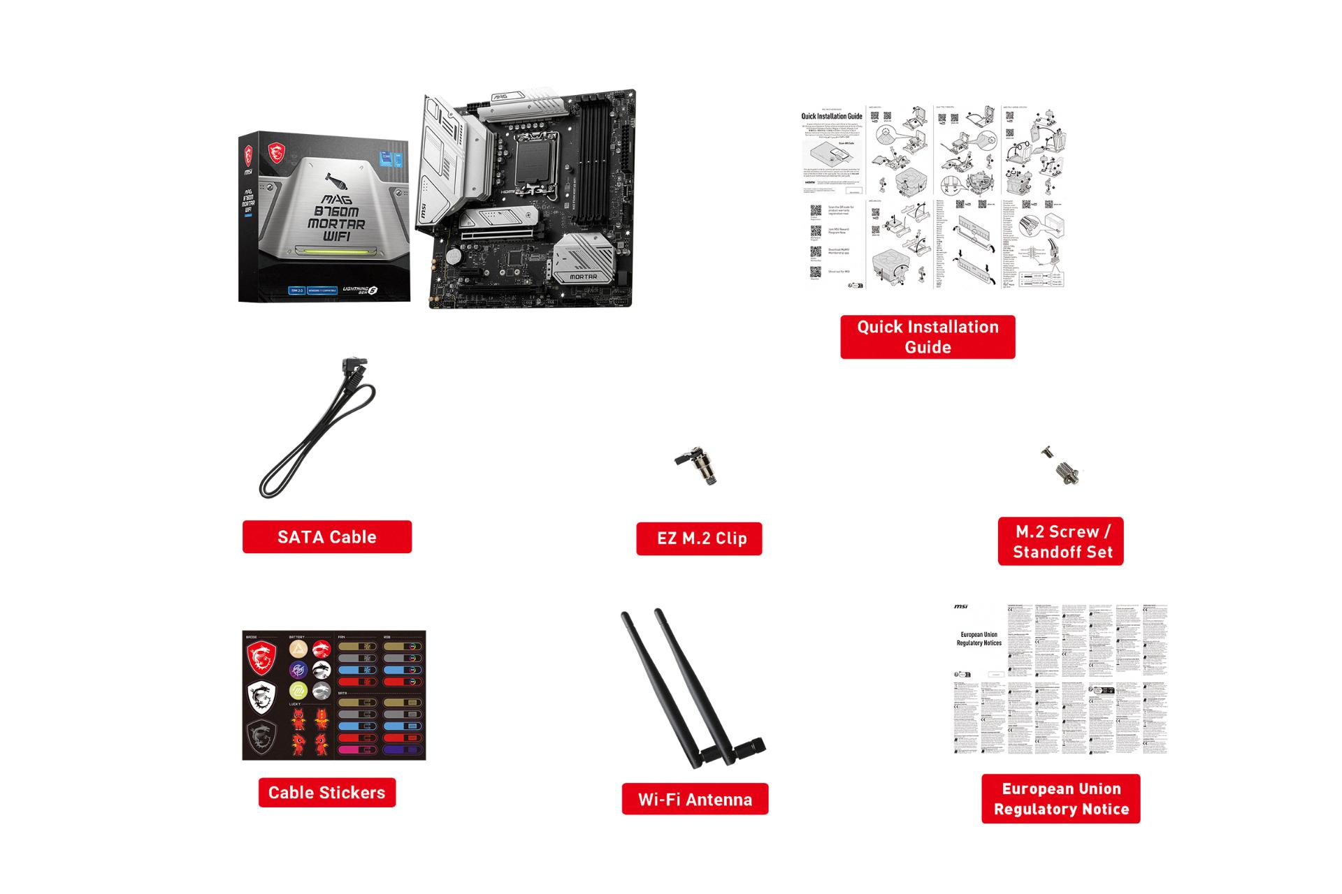 اقلام همراه مادربرد ام اس آی MSI MAG B760M MORTAR WIFI