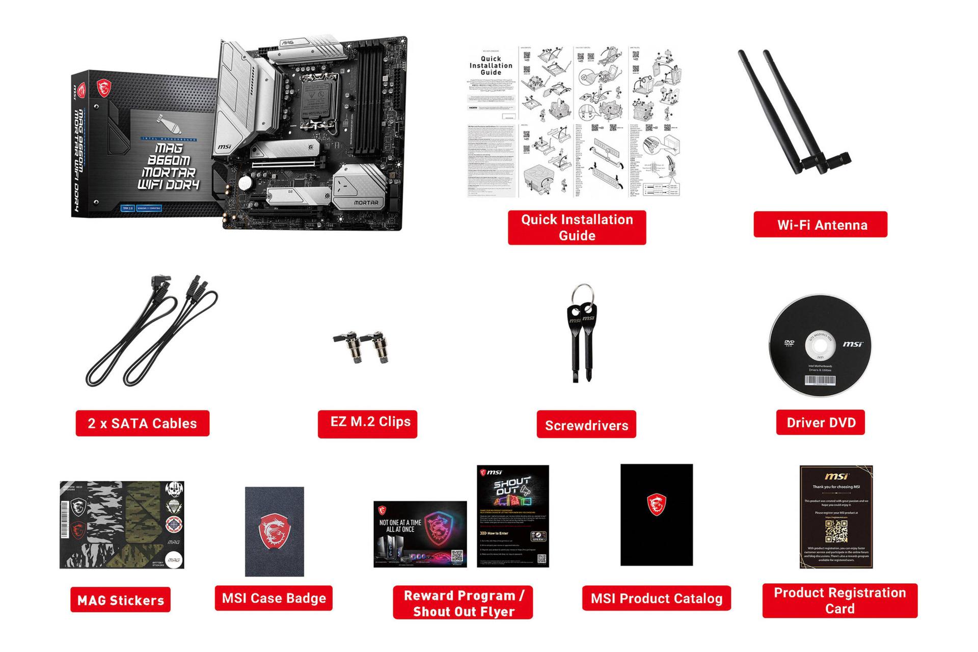 اقلام همراه مادربرد ام اس آی MSI MAG B660M MORTAR WIFI DDR4