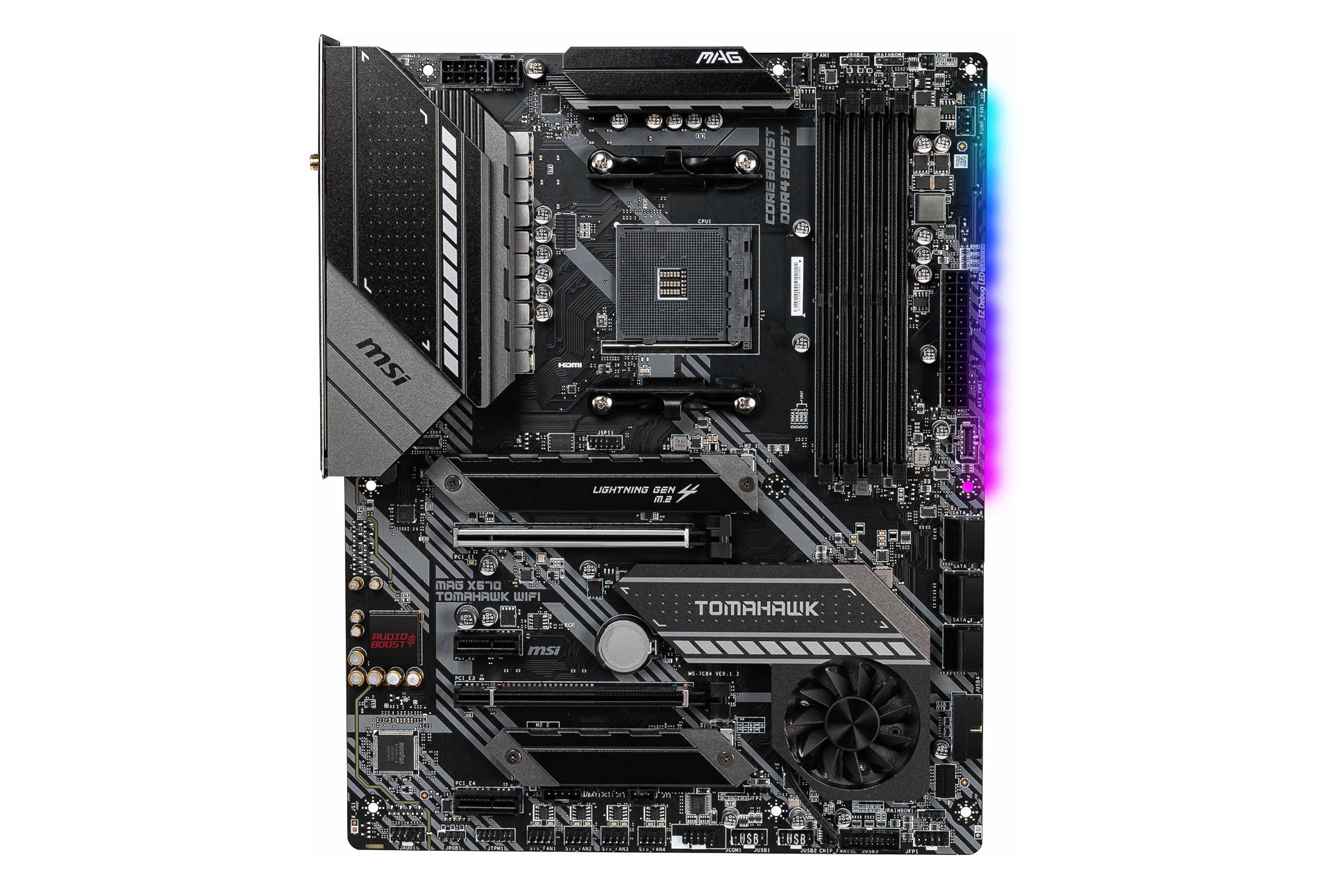 نورپردازی روشن مادربرد ام اس آی MSI MAG X570 TOMAHAWK WIFI