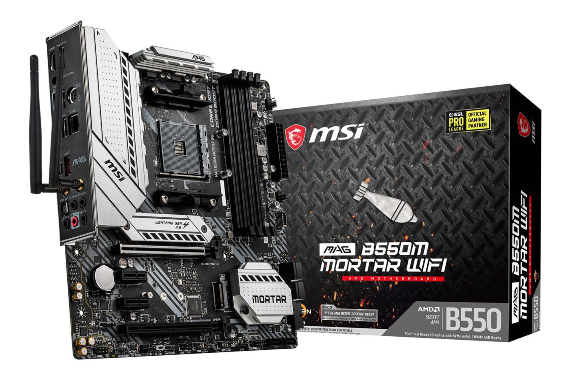جعبه مادربرد ام اس آی MSI MAG B550M MORTAR WIFI