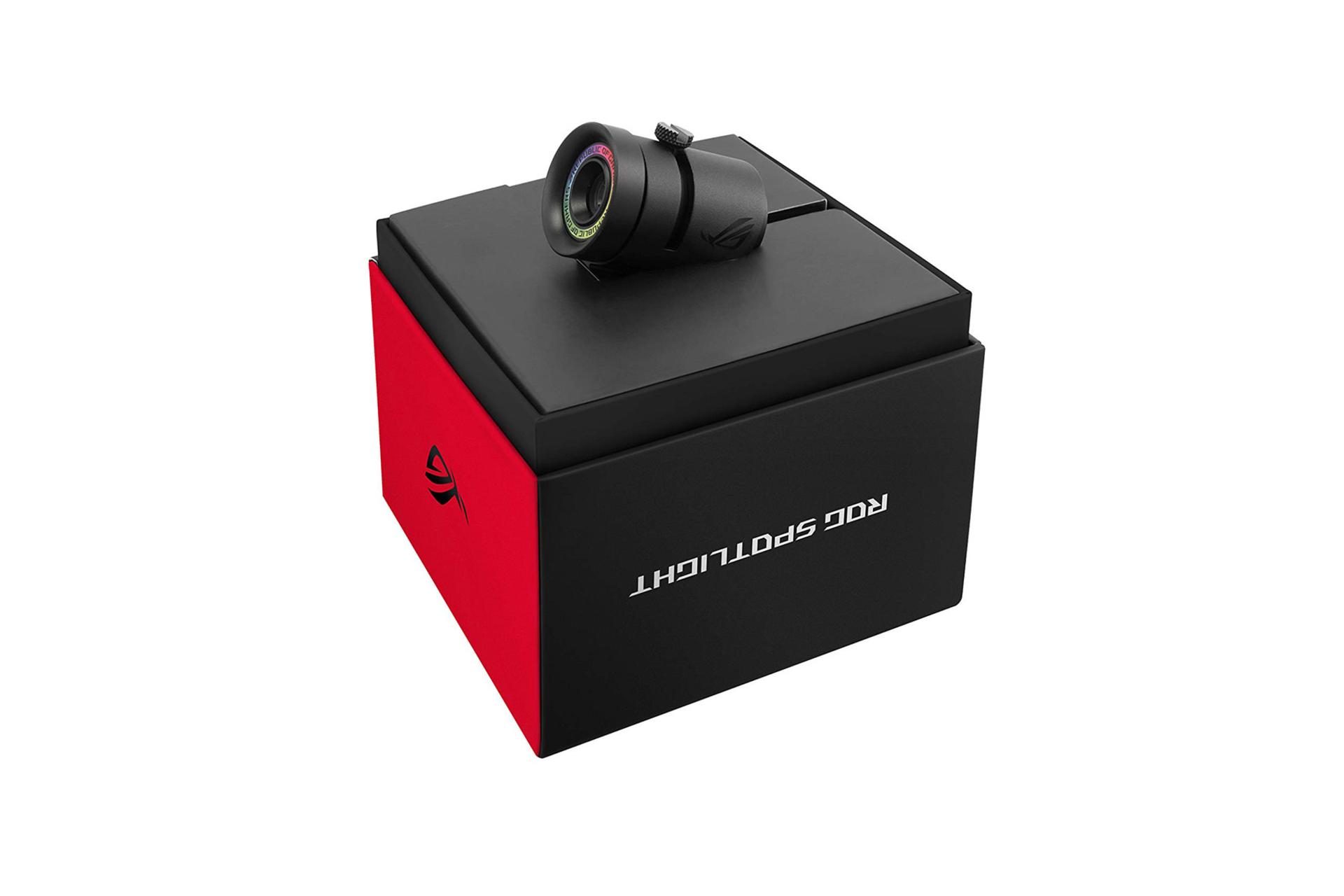 مانیتور ایسوس 43.4 اینچ مدل ROG STRIX XG43UQ بسته بندی پروژکتور نمایش لوگو