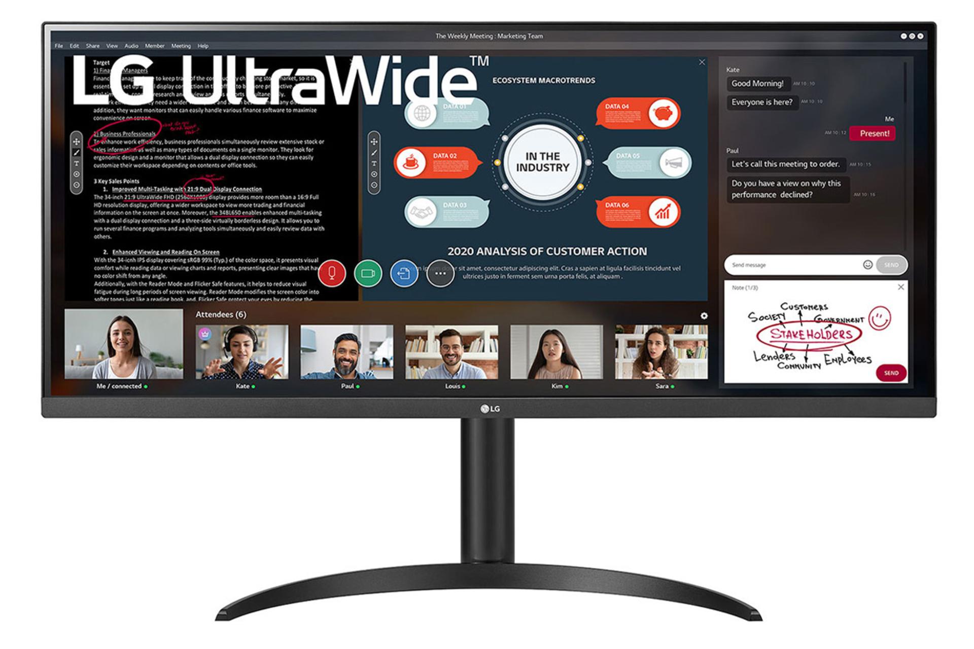 مانیتور ال جی 34 اینچ مدل LG UltraWide 34WP550-B نمای جلو