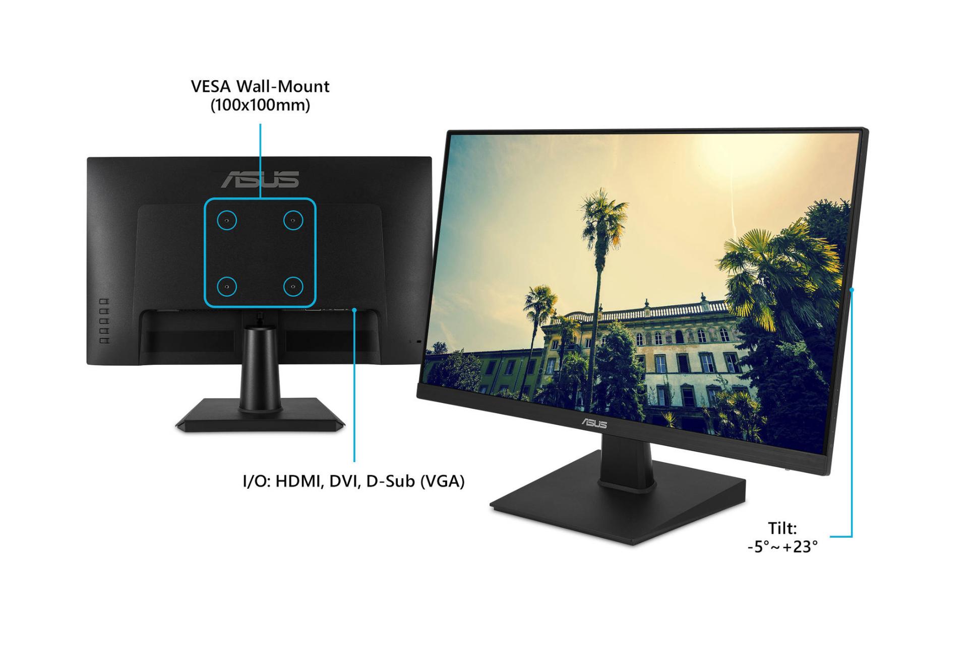 مانیتور ایسوس 23.8 اینچ مدل VA24EHE رنگ مشکی امکان اتصال به دیوار