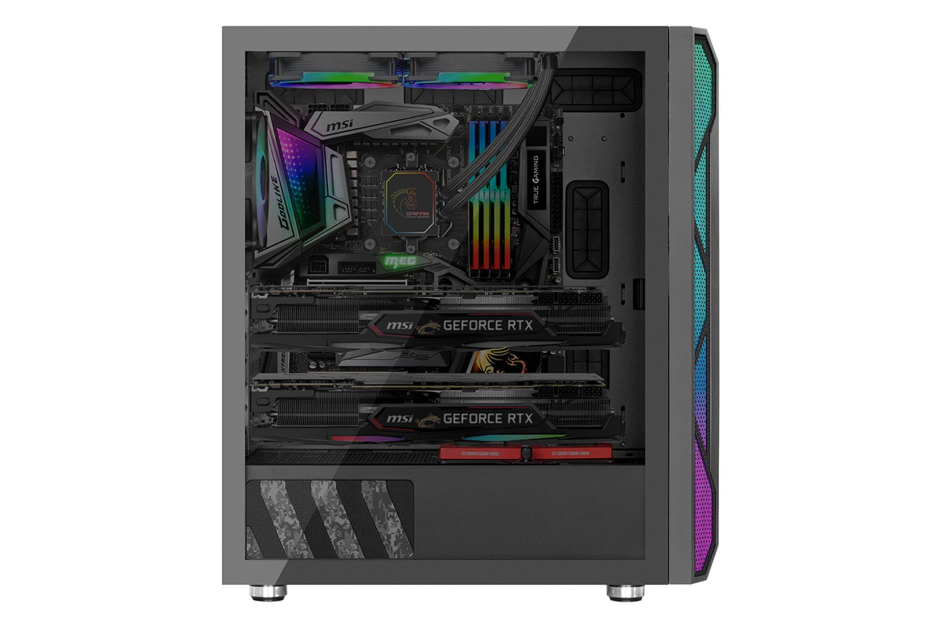 نمای سمت چپ همراه با مادربرد کیس کامپیوتر گرین GRIFFIN G2