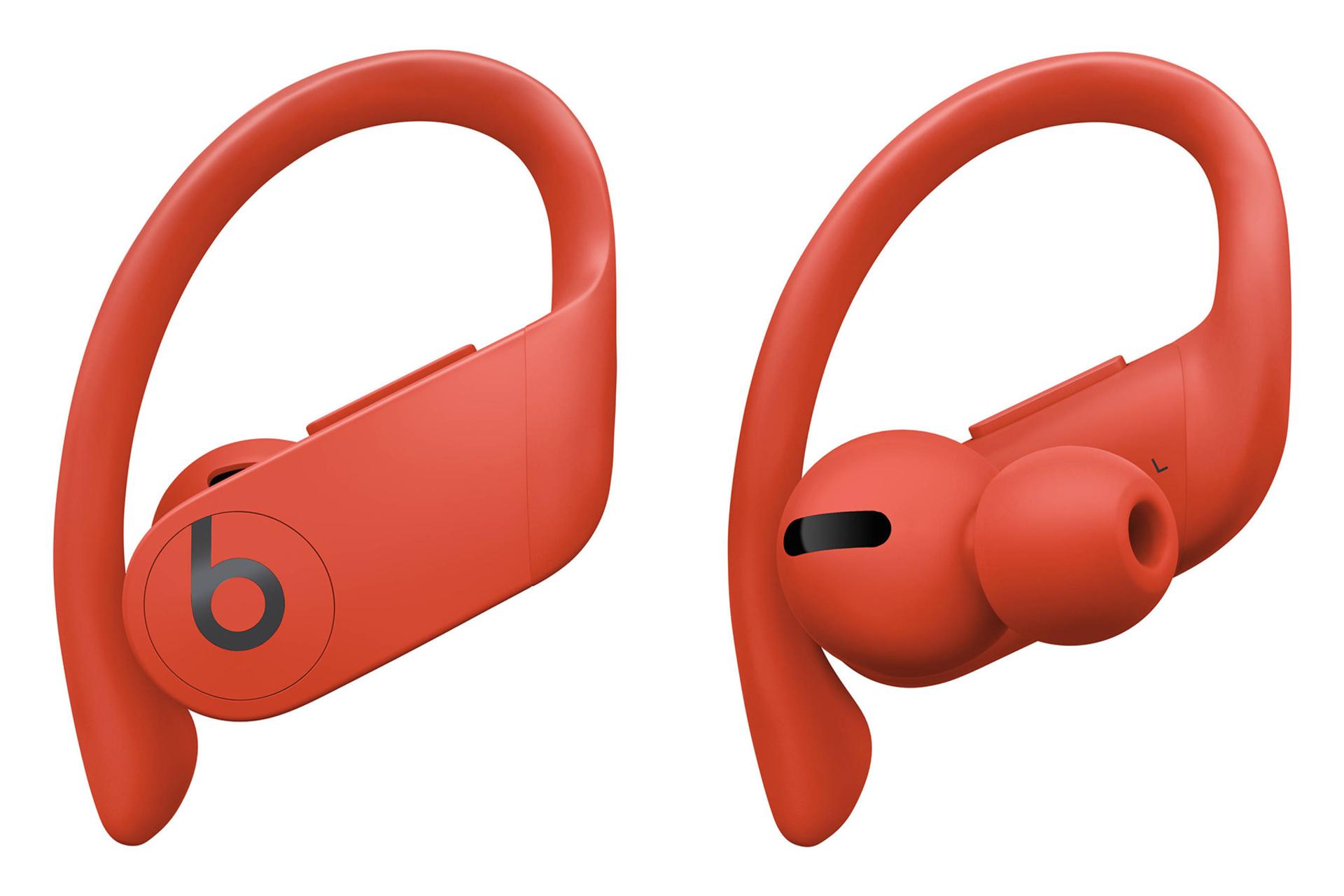 نمای پشت و جلو هدفون بیتس PowerBeats Pro قرمز