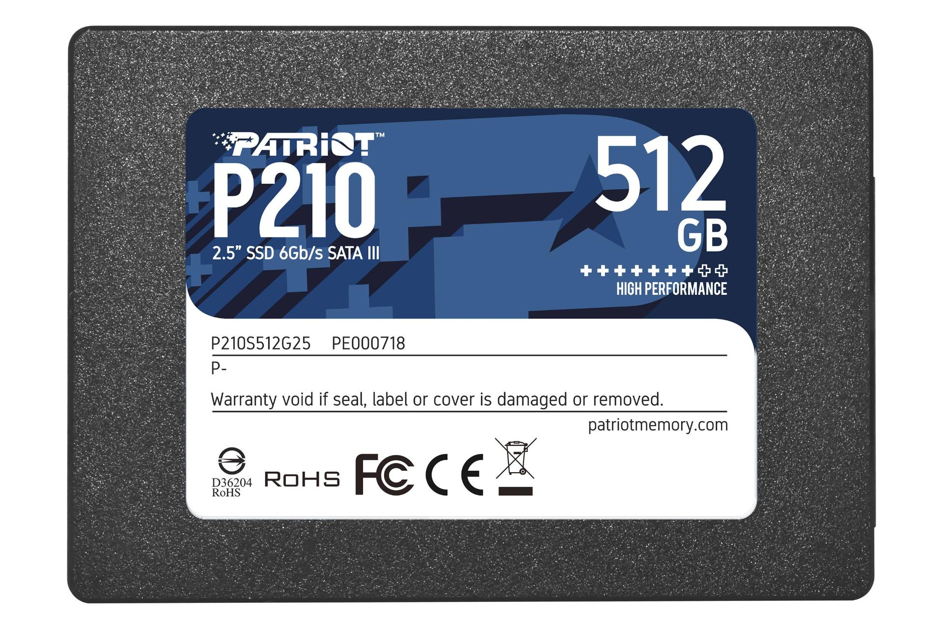 SSD پتریوت Patriot P210 SATA 2.5 Inch 512GB ظرفیت 512 گیگابایت
