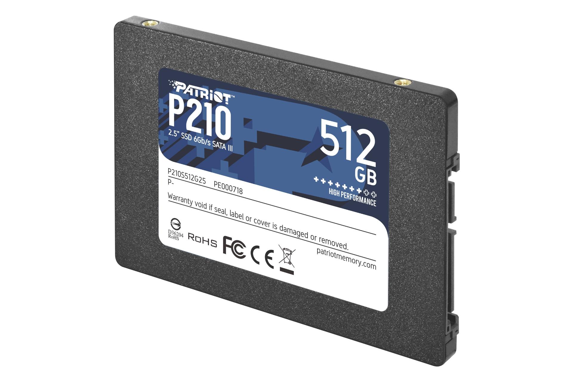 نمای راست SSD پتریوت Patriot P210 SATA 2.5 Inch 512GB ظرفیت 512 گیگابایت
