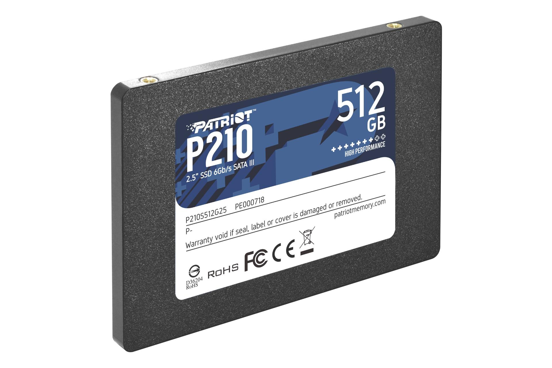 نمای چپ SSD پتریوت Patriot P210 SATA 2.5 Inch 512GB ظرفیت 512 گیگابایت