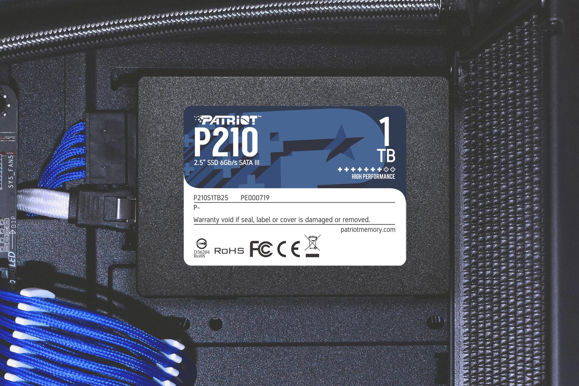 SSD پتریوت Patriot P210 SATA 2.5 Inch 1TB ظرفیت 1 ترابایت روی مادربرد