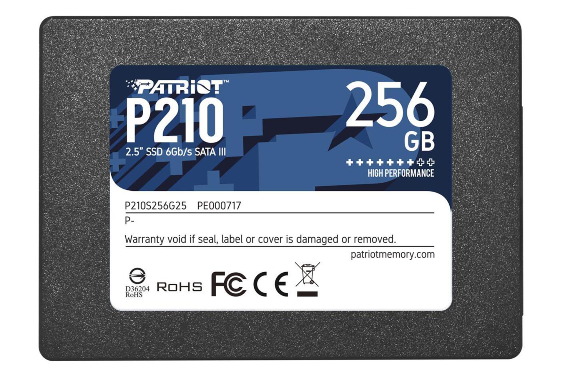 مرجع متخصصين ايران نماي روبرو SSD پاتريوت P210 SATA 2.5 Inch ظرفيت 256 گيگابايت