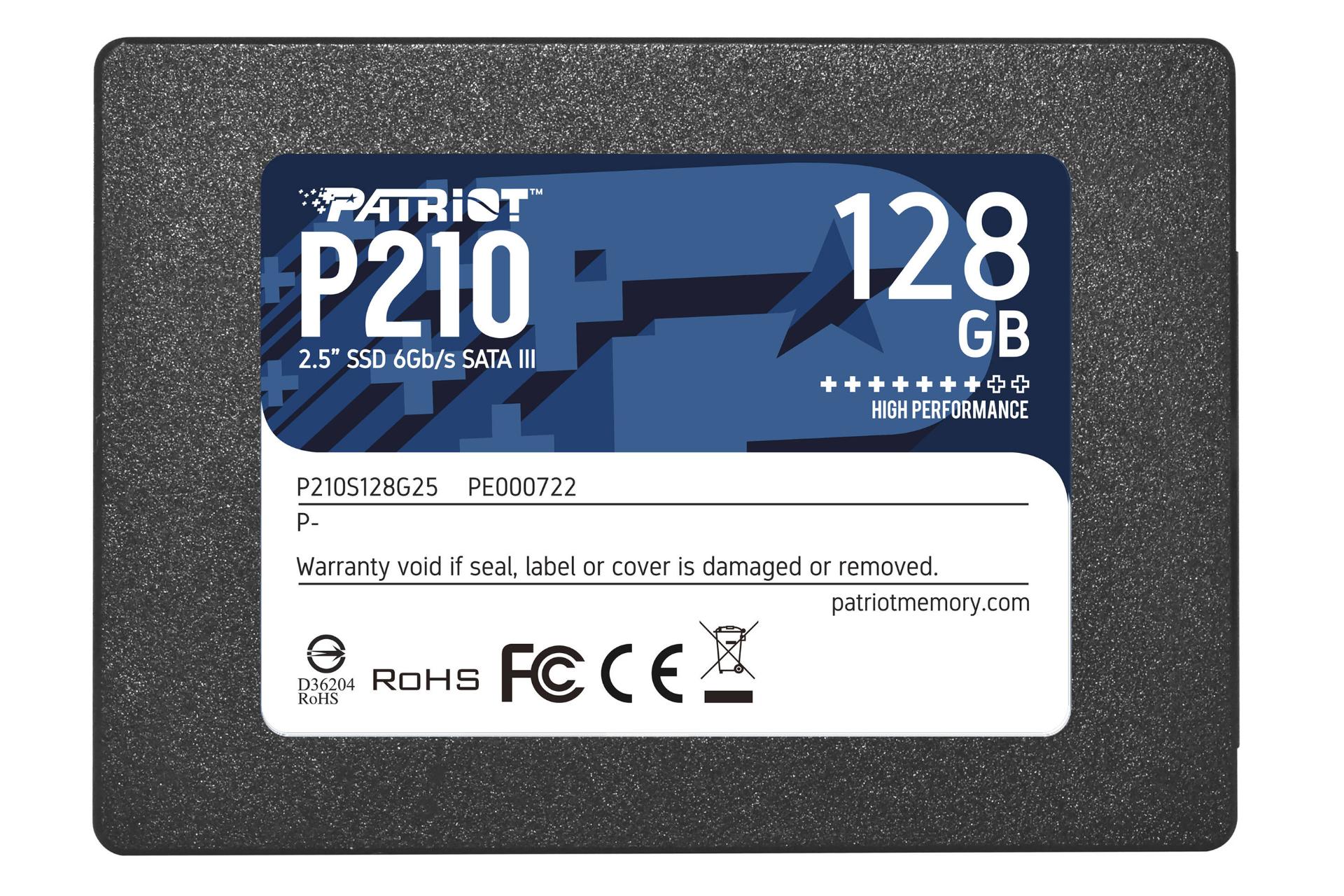 مرجع متخصصين ايران نماي روبرو SSD پاتريوت P210 SATA 2.5 Inch ظرفيت 128 گيگابايت