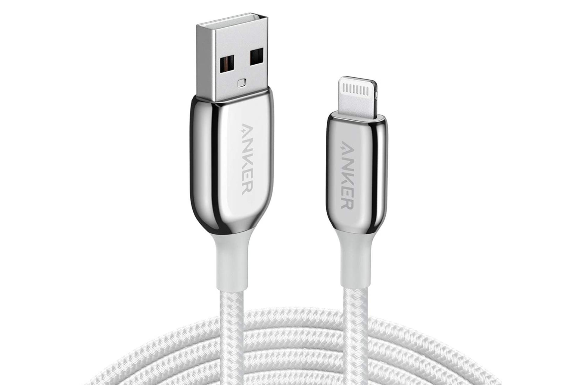 کابل شارژ USB انکر USB به Lightning مدل A8823 PowerLine+ III با طول 1.8 متر نقره ای