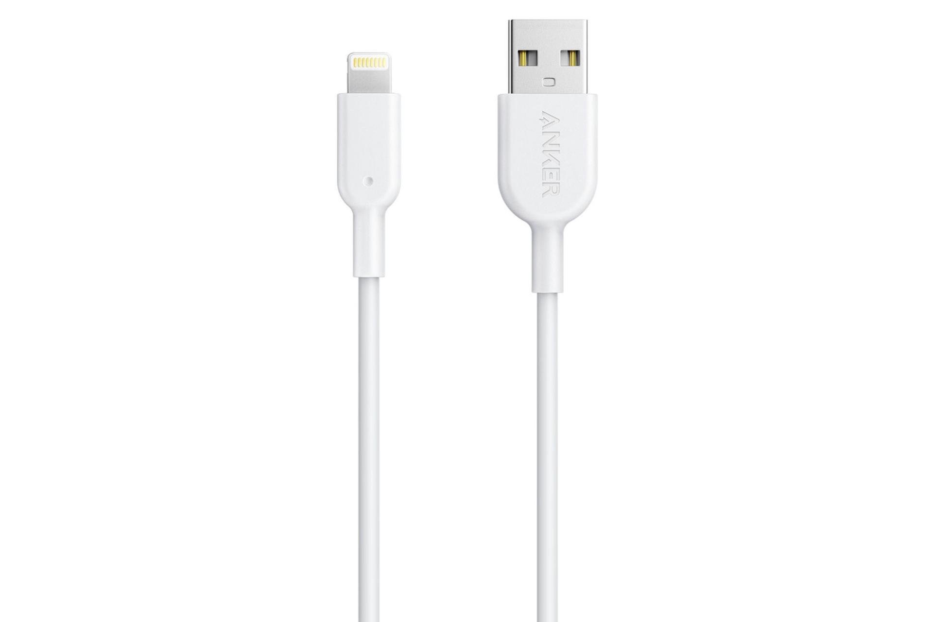 کابل شارژ USB انکر USB به Lightning مدل A8432 PowerLine II با طول 0.9 متر سفید