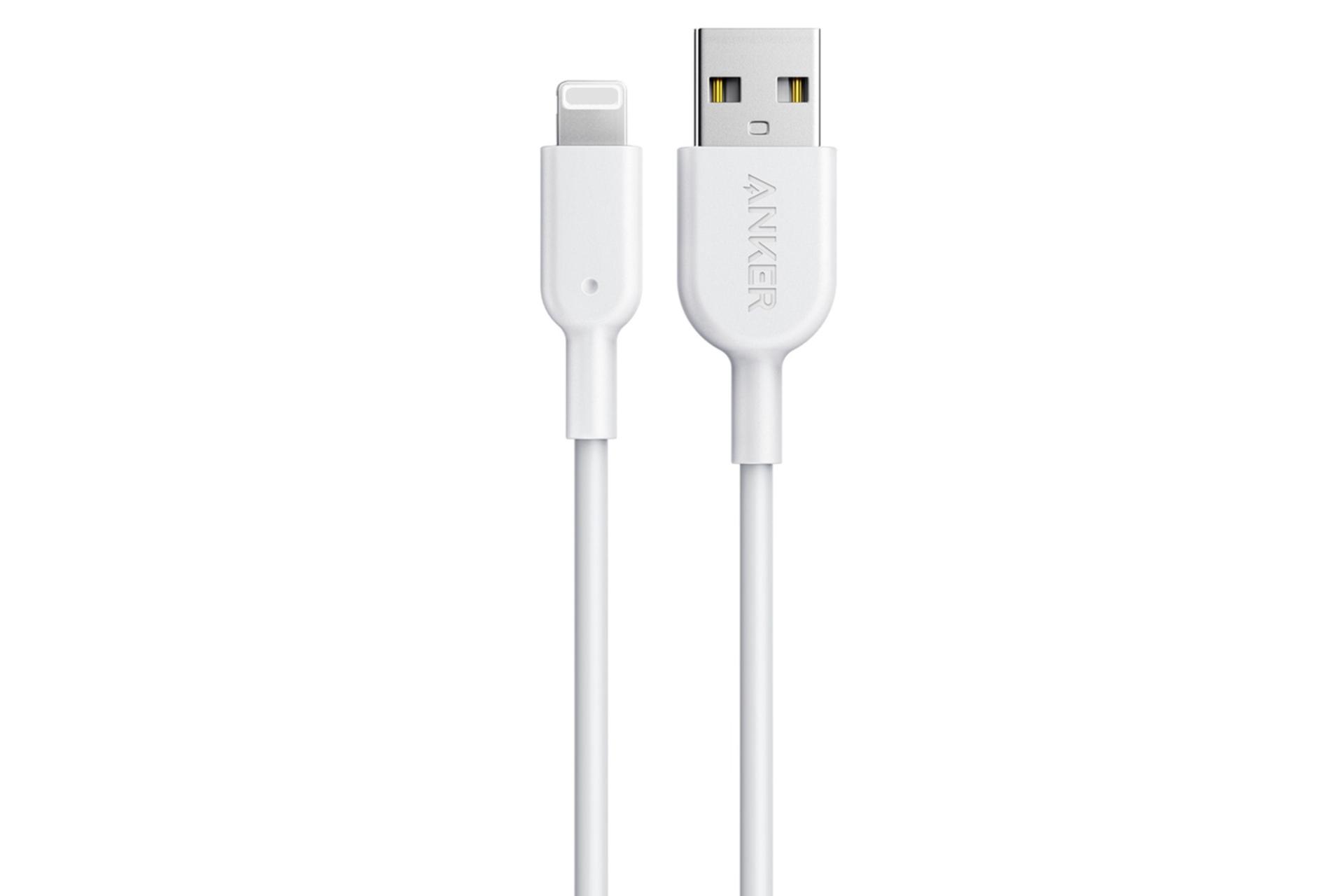 کابل شارژ USB انکر USB به Lightning مدل A8433 PowerLine II با طول 1.8 متر سفید