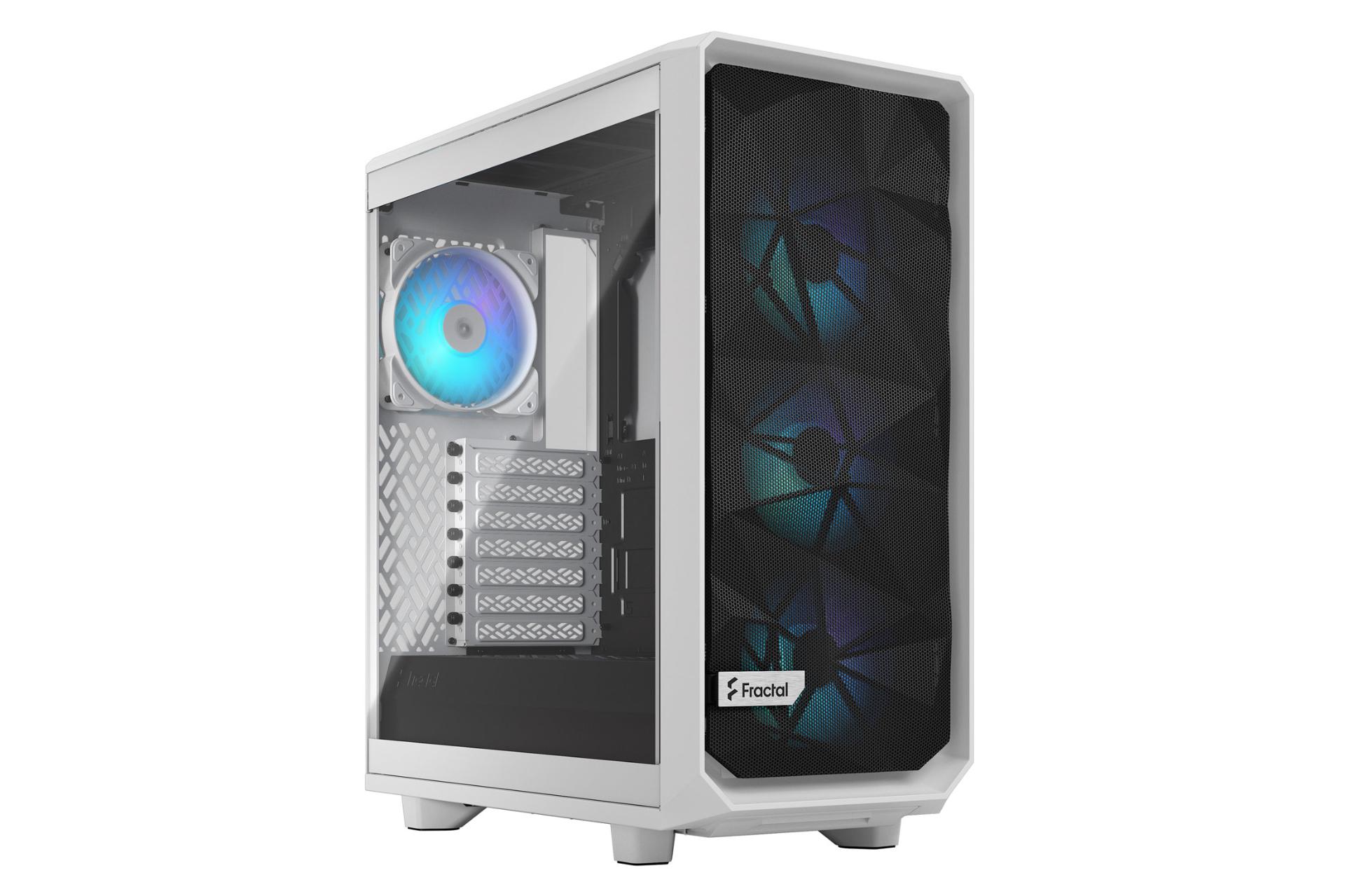 کیس کامپیوتر فرکتال دیزاین Meshify 2 Compact RGB White TG Clear Tint نمای چپ