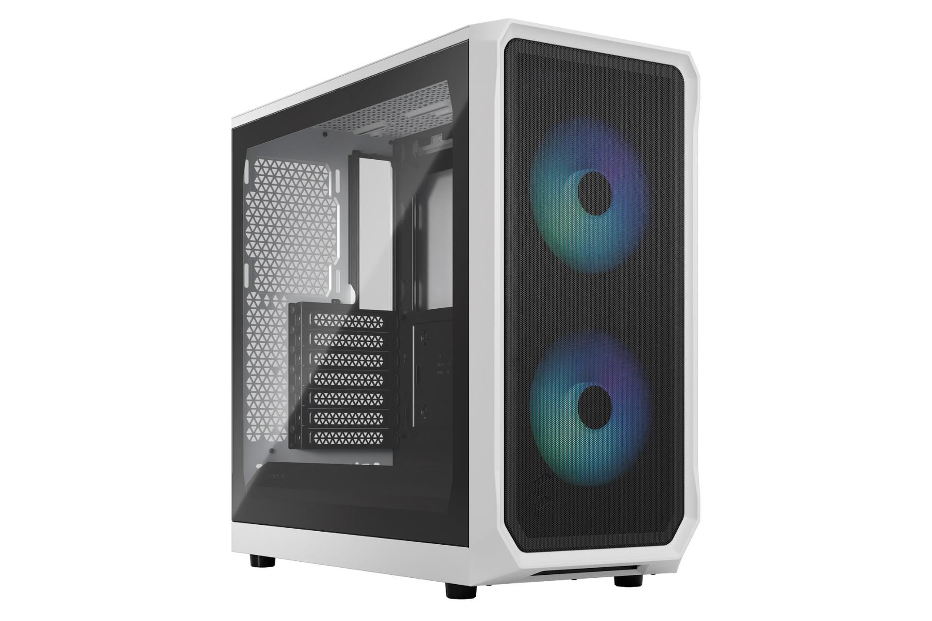 کیس کامپیوتر فرکتال دیزاین Focus 2 RGB White TG Clear Tint نمای چپ