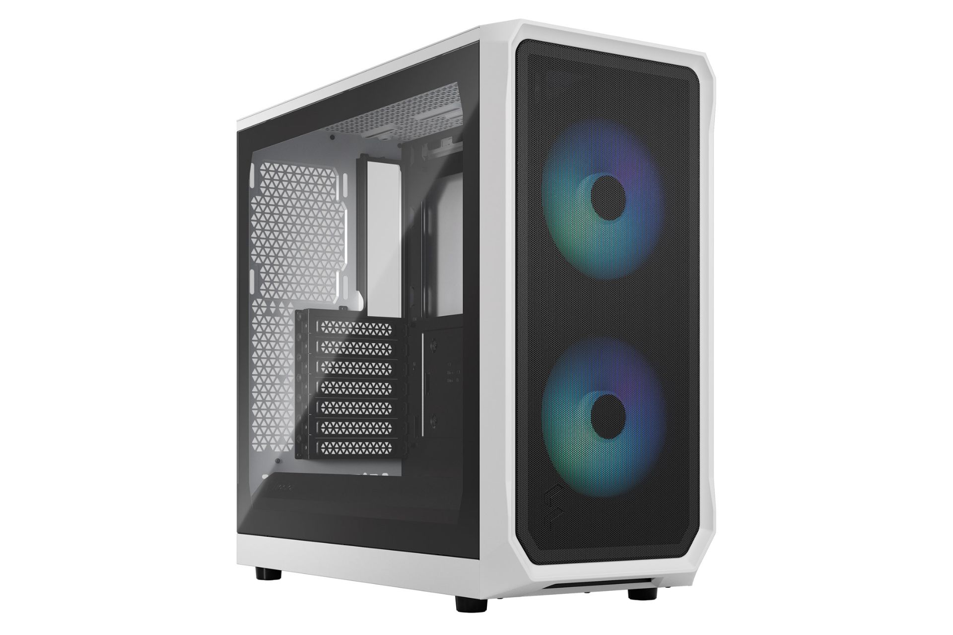 کیس کامپیوتر فرکتال دیزاین Focus 2 RGB White TG Clear Tint نمای چپ
