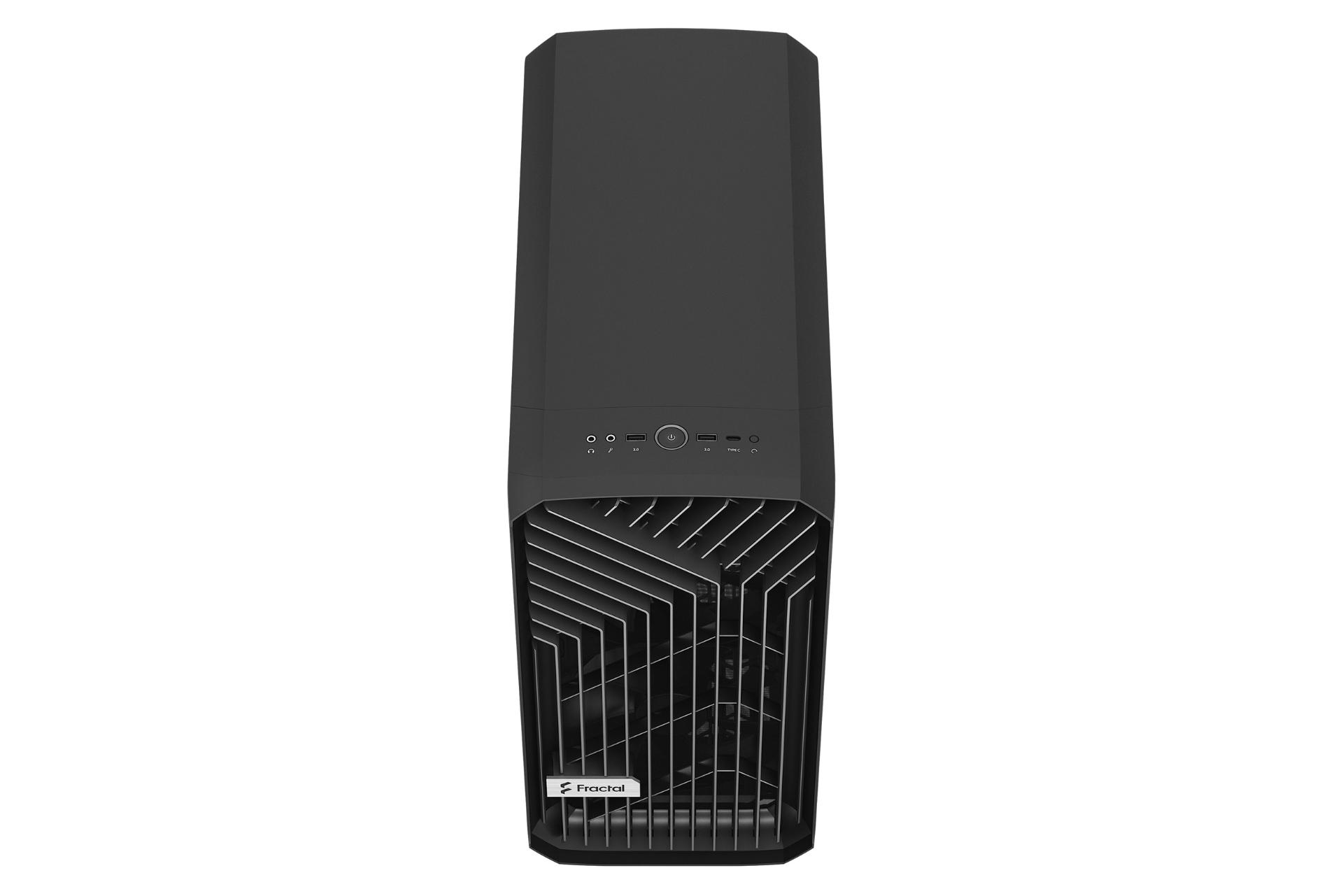 کیس کامپیوتر فرکتال دیزاین Torrent Compact Black TG Dark Tint نمای بالا