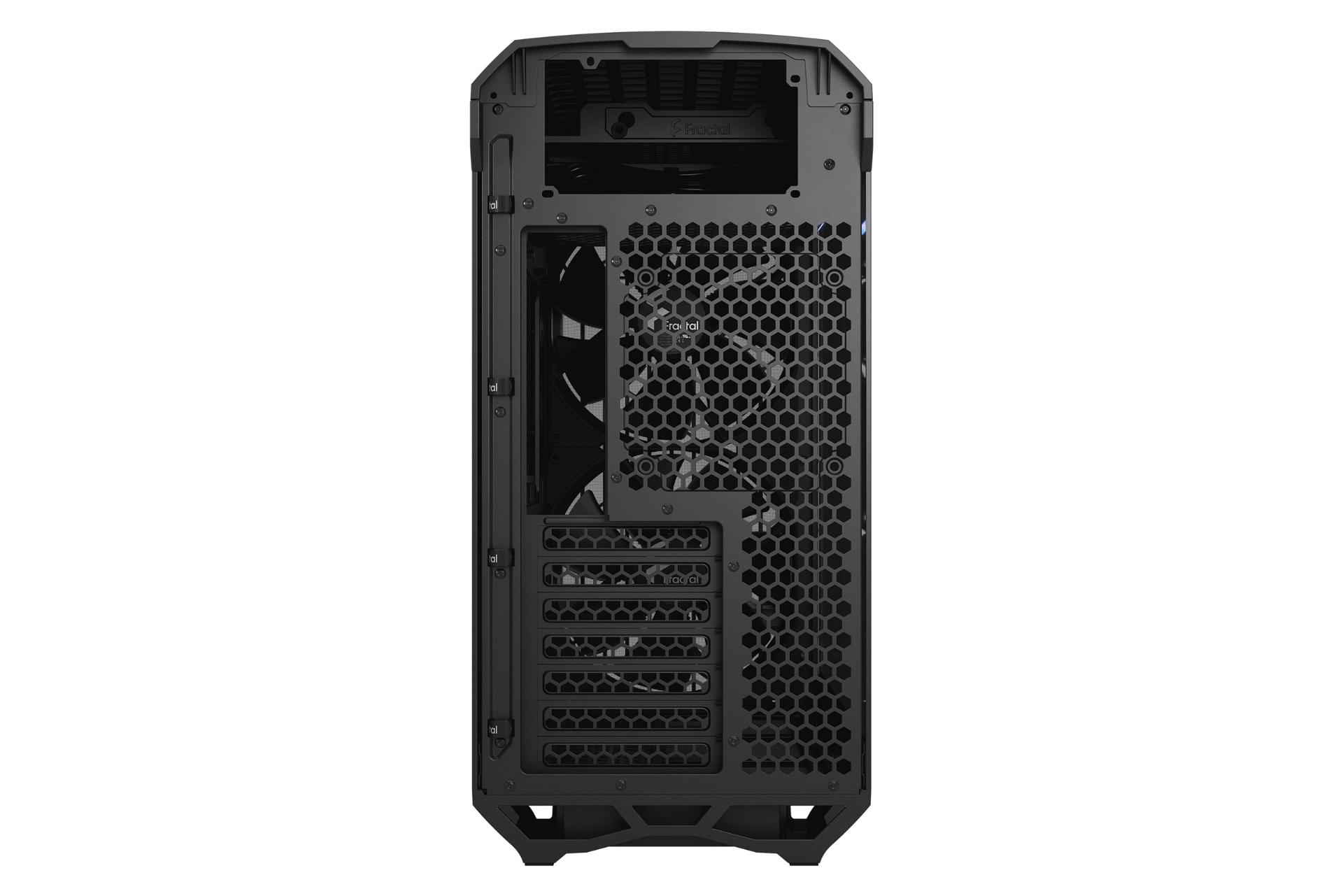 کیس کامپیوتر فرکتال دیزاین Torrent Compact Black TG Dark Tint نمای پشت