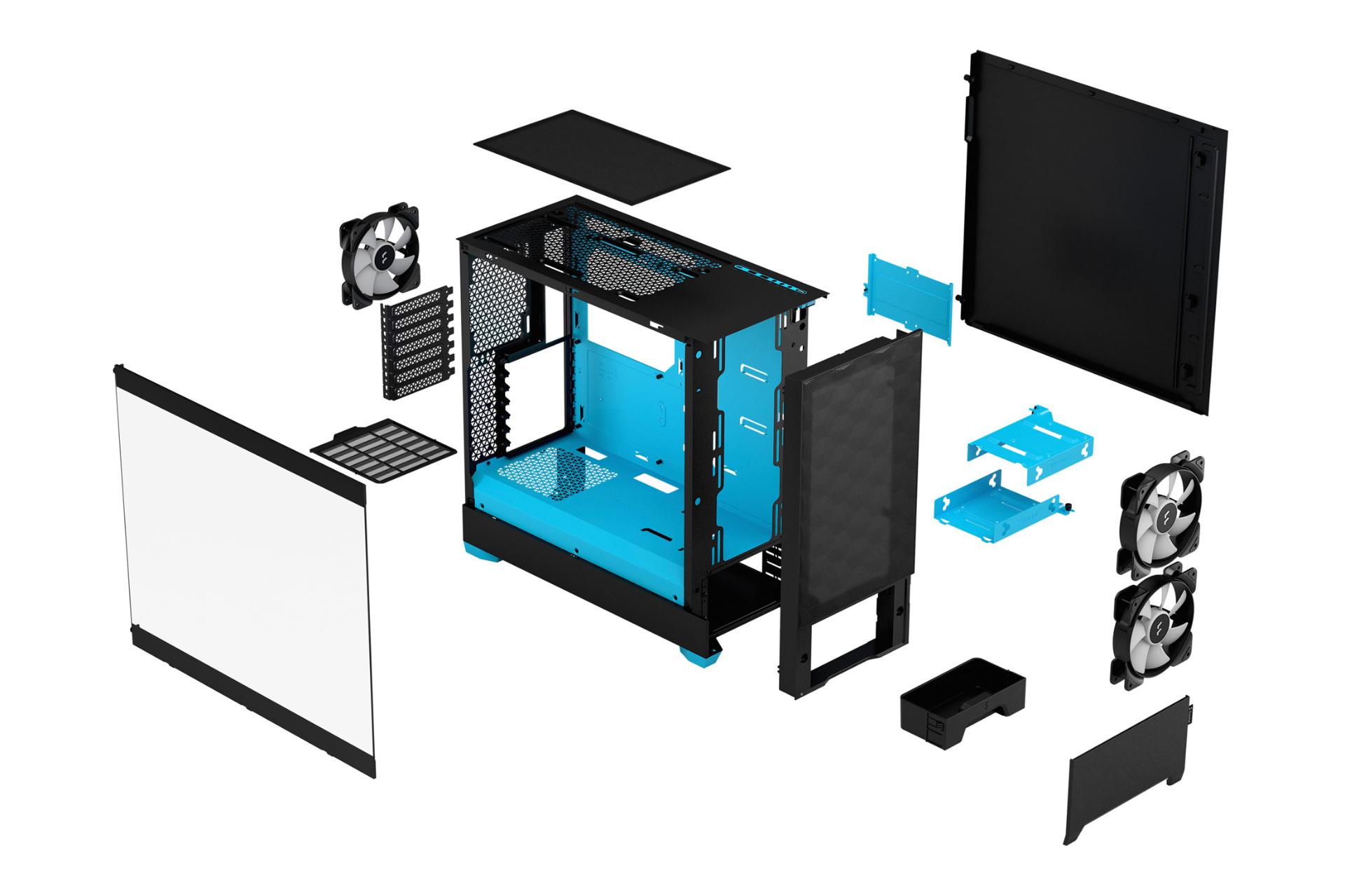 کیس کامپیوتر فرکتال دیزاین Pop Air RGB Cyan Core نمای داخل