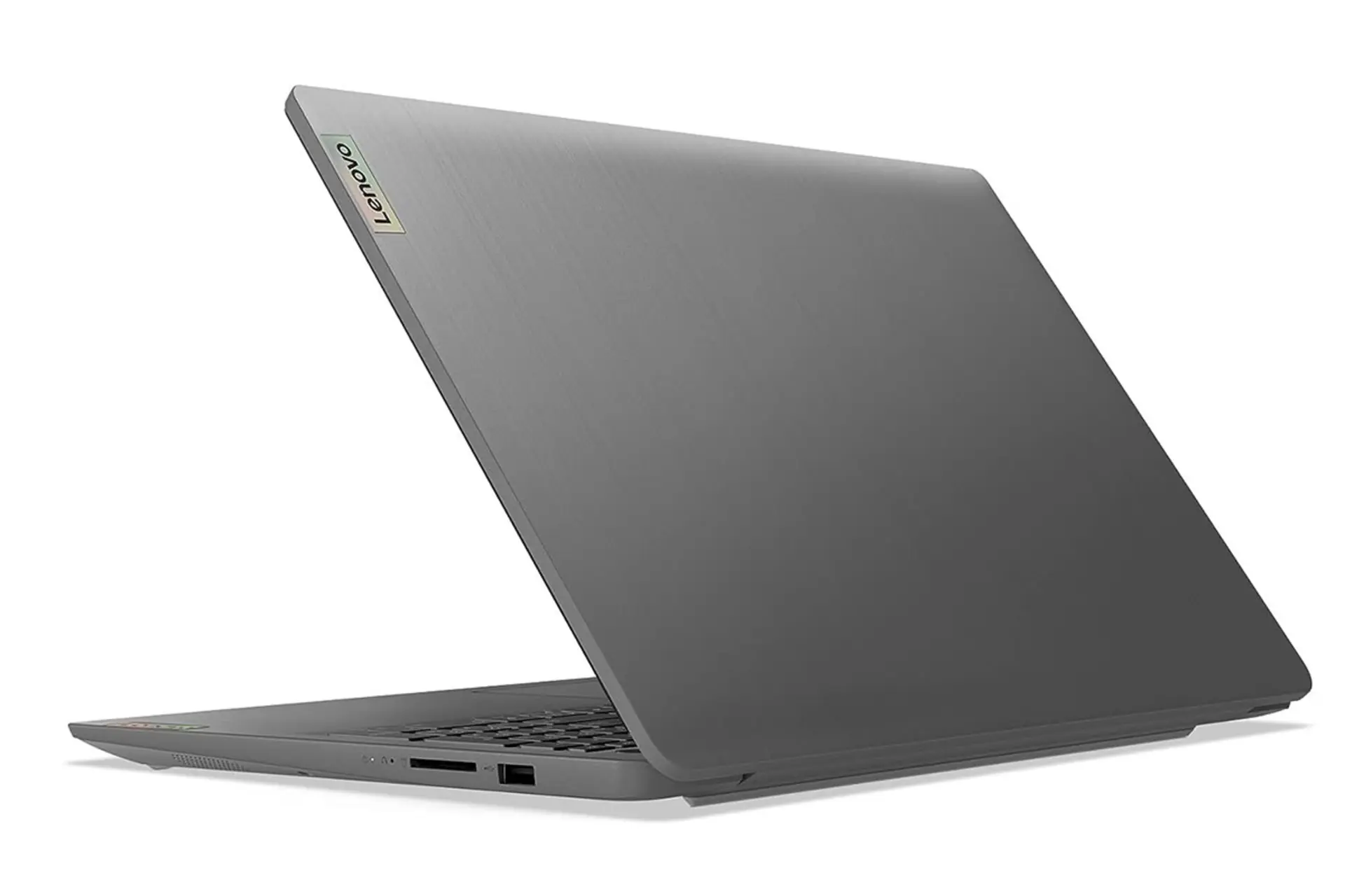 مرجع متخصصين ايران نماي پشت لپ تاپ لنوو Lenovo IdeaPad Slim 3 و نمايش لوگو و درگاه‌هاي لبه سمت راست