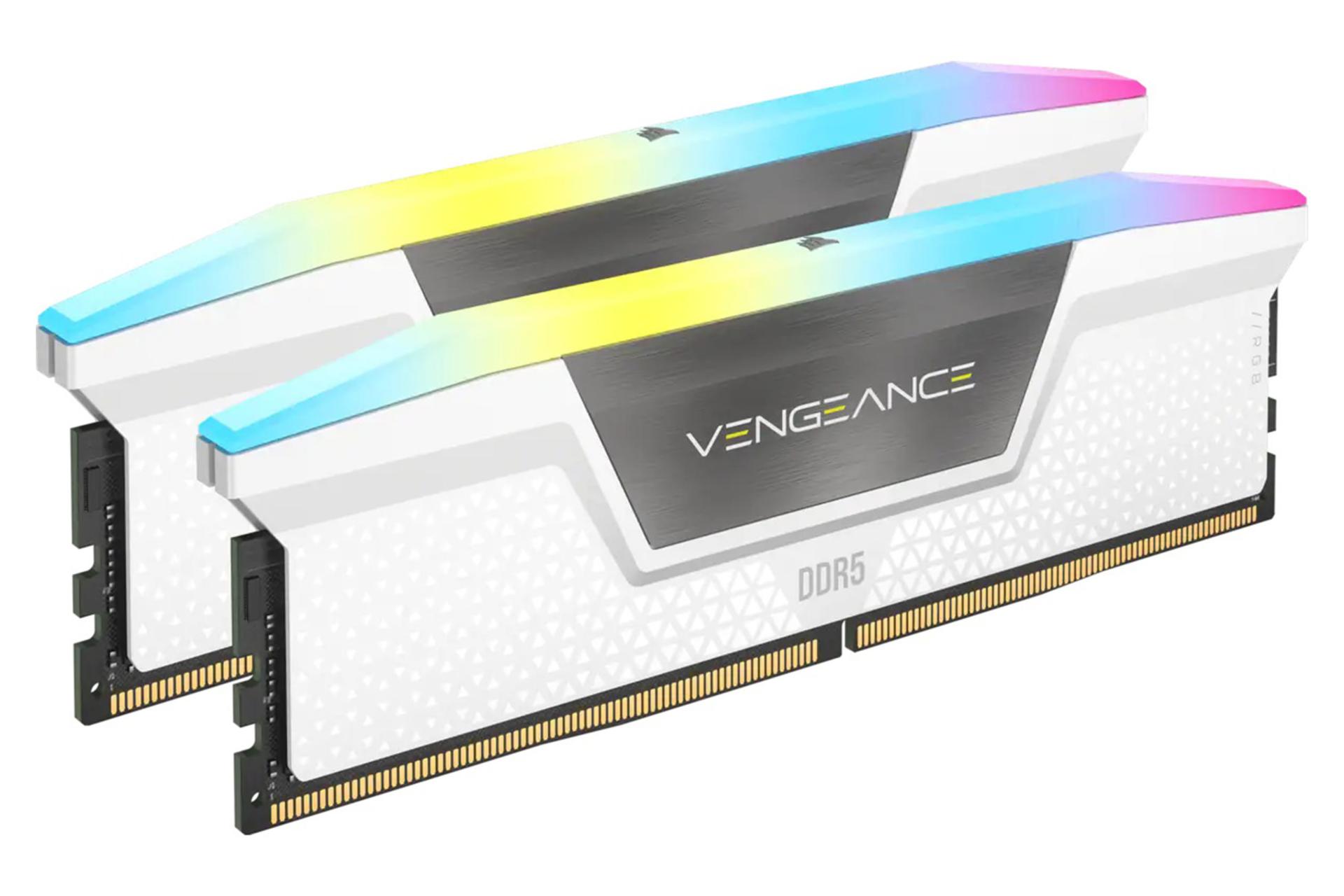 نمای کناری رنگ سفید رم کورسیر Corsair VENGEANCE RGB 32GB (2x16) DDR5-6000 CL36