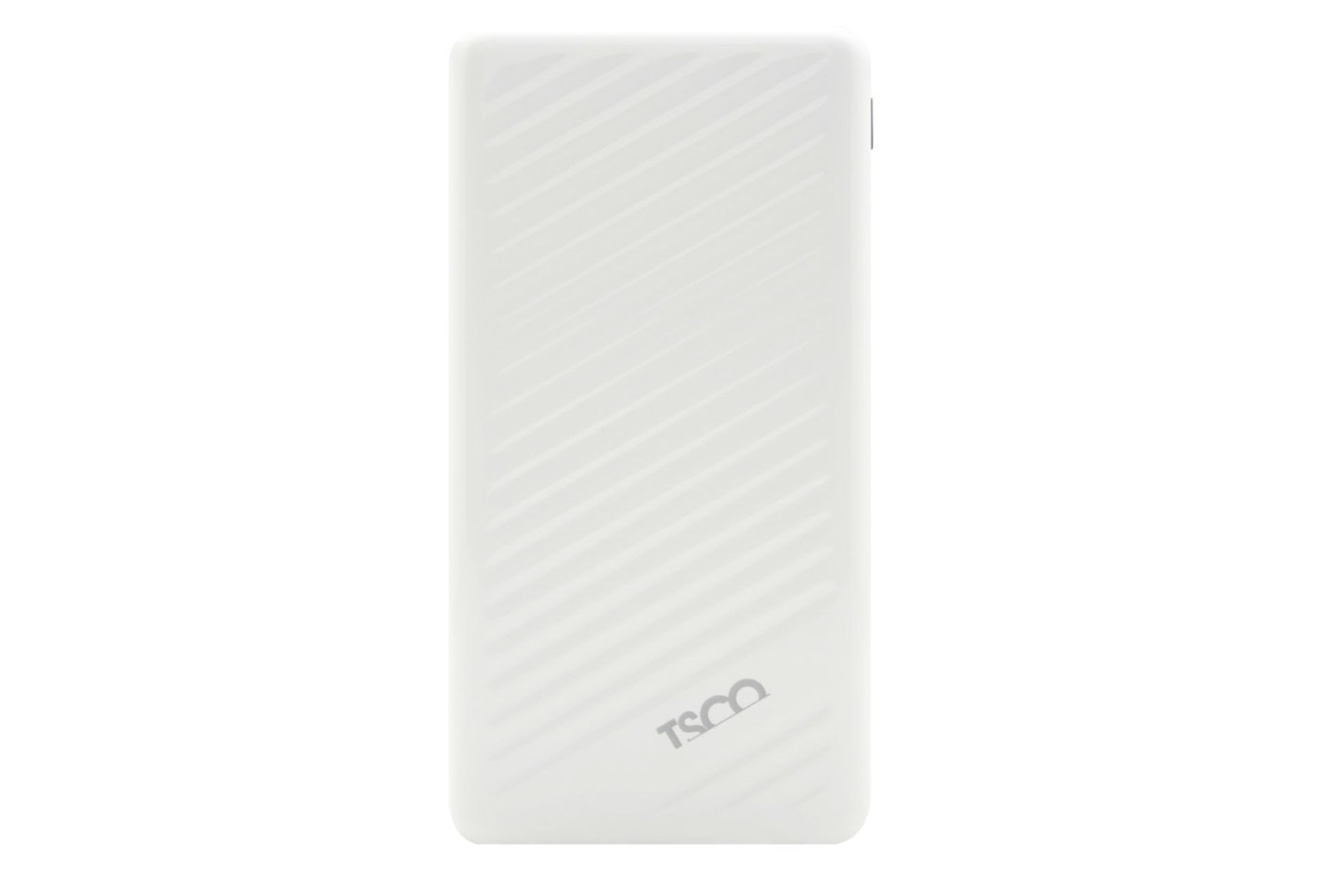 نمای روبرو پاور بانک تسکو TP 878 با ظرفیت 20000 میلی‌آمپر ساعت Tsco TP 878 20000mAh سفید