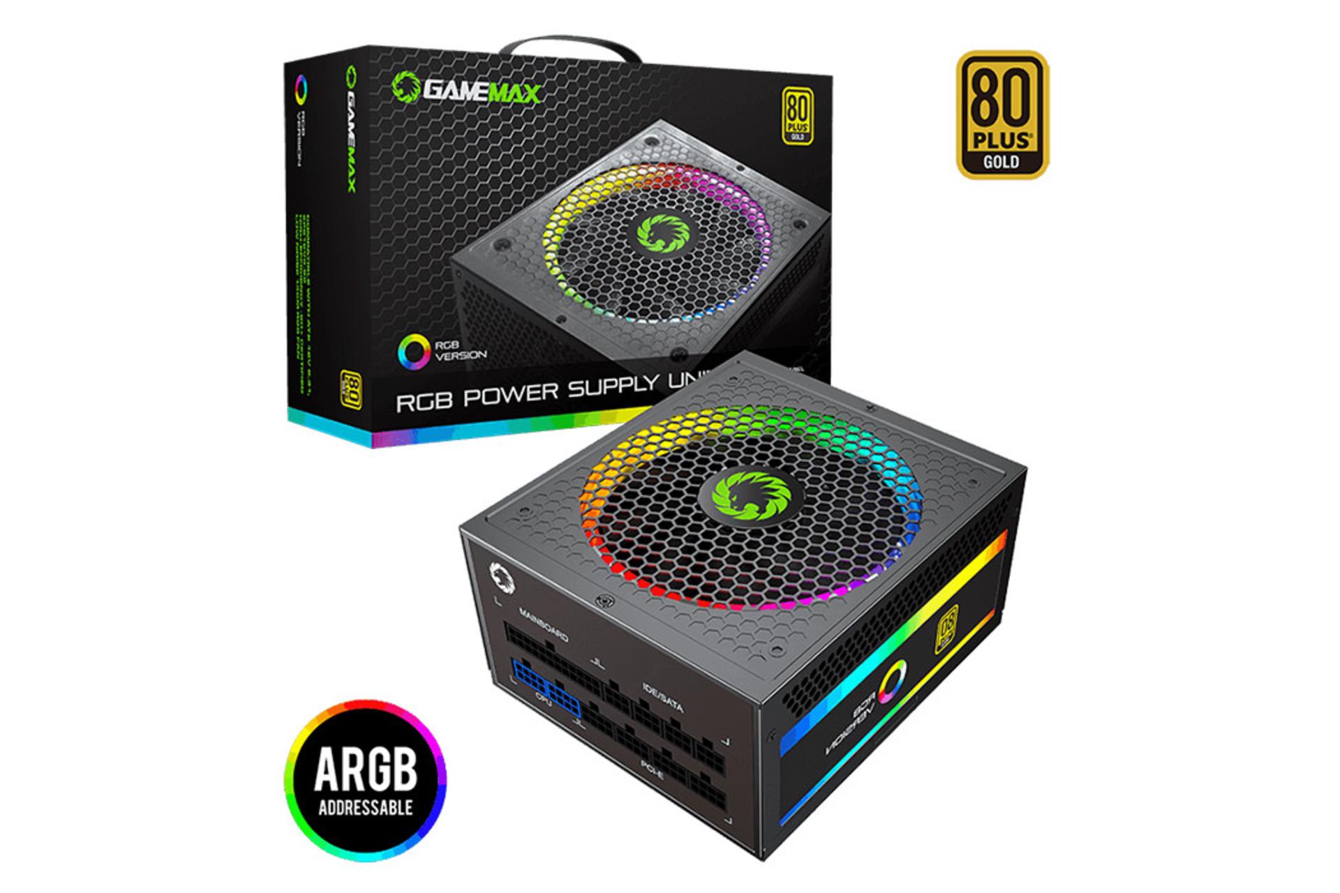 جعبه پاور کامپیوتر گیم مکس RGB750 Rainbow با توان 750 وات
