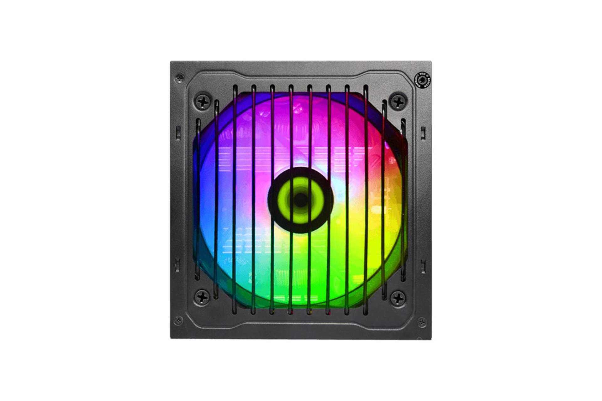 پاور کامپیوتر گیم مکس VP-600-RGB با توان 600 وات نمای فن