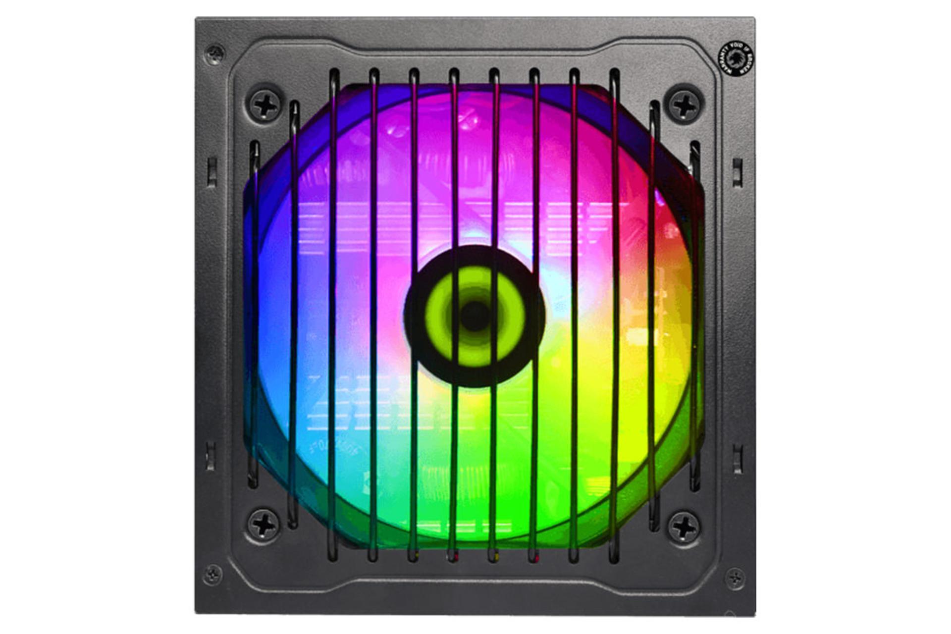 پاور کامپیوتر گیم مکس VP-600-RGB-M با توان 600 وات نمای فن