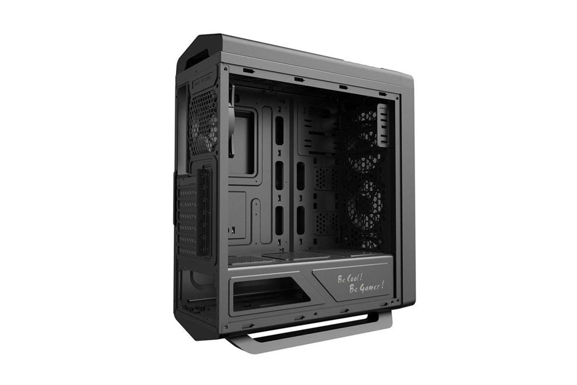 نمای نیم رخ عقب و داخل سمت چپ کیس کامپیوتر گیم مکس Asgard RGB