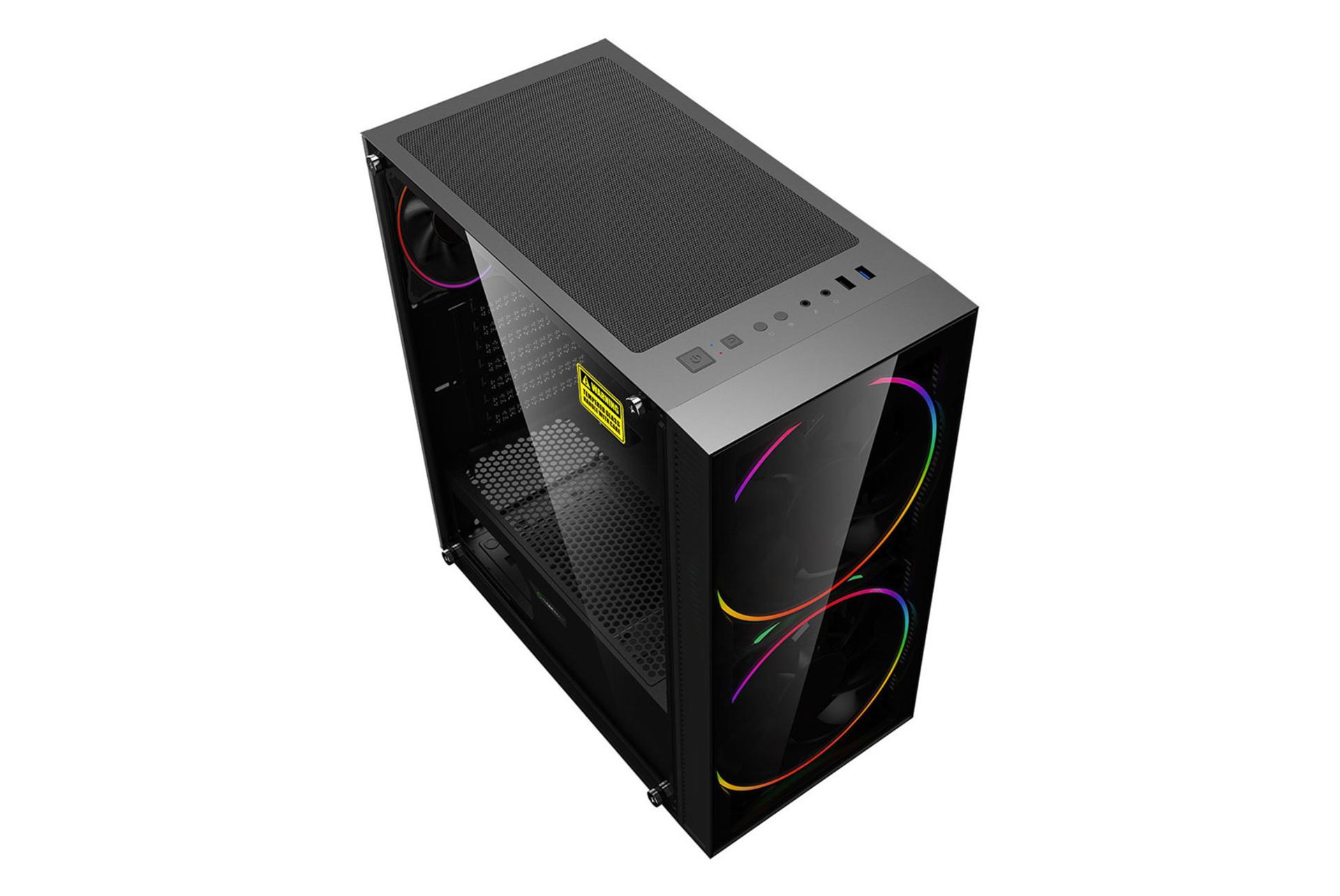 نمای نیم رخ جلو، بالا و سمت چپ کیس کامپیوتر گیم مکس Black Hole