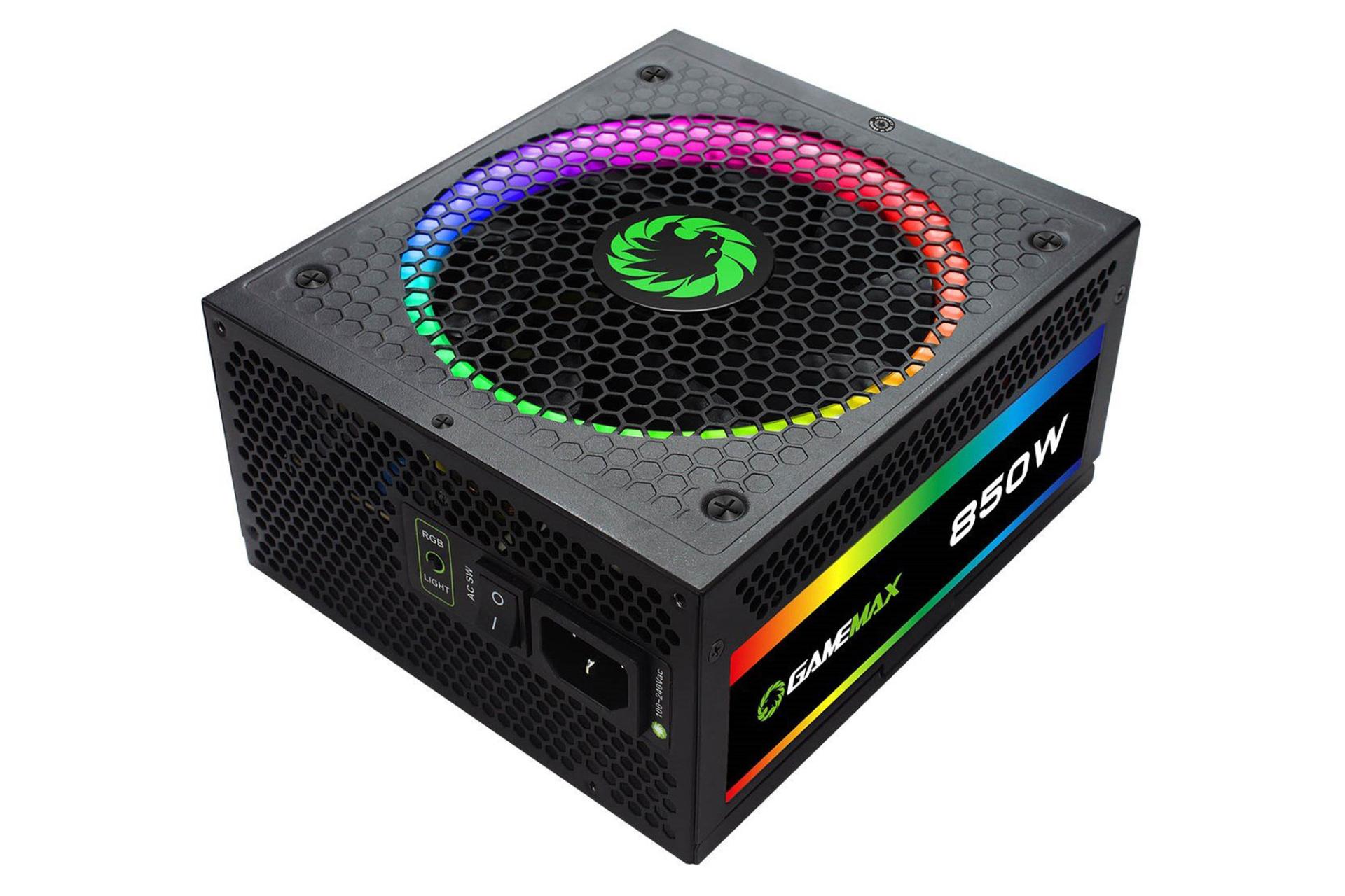 ابعاد پاور کامپیوتر گیم مکس RGB850 Rainbow با توان 850 وات