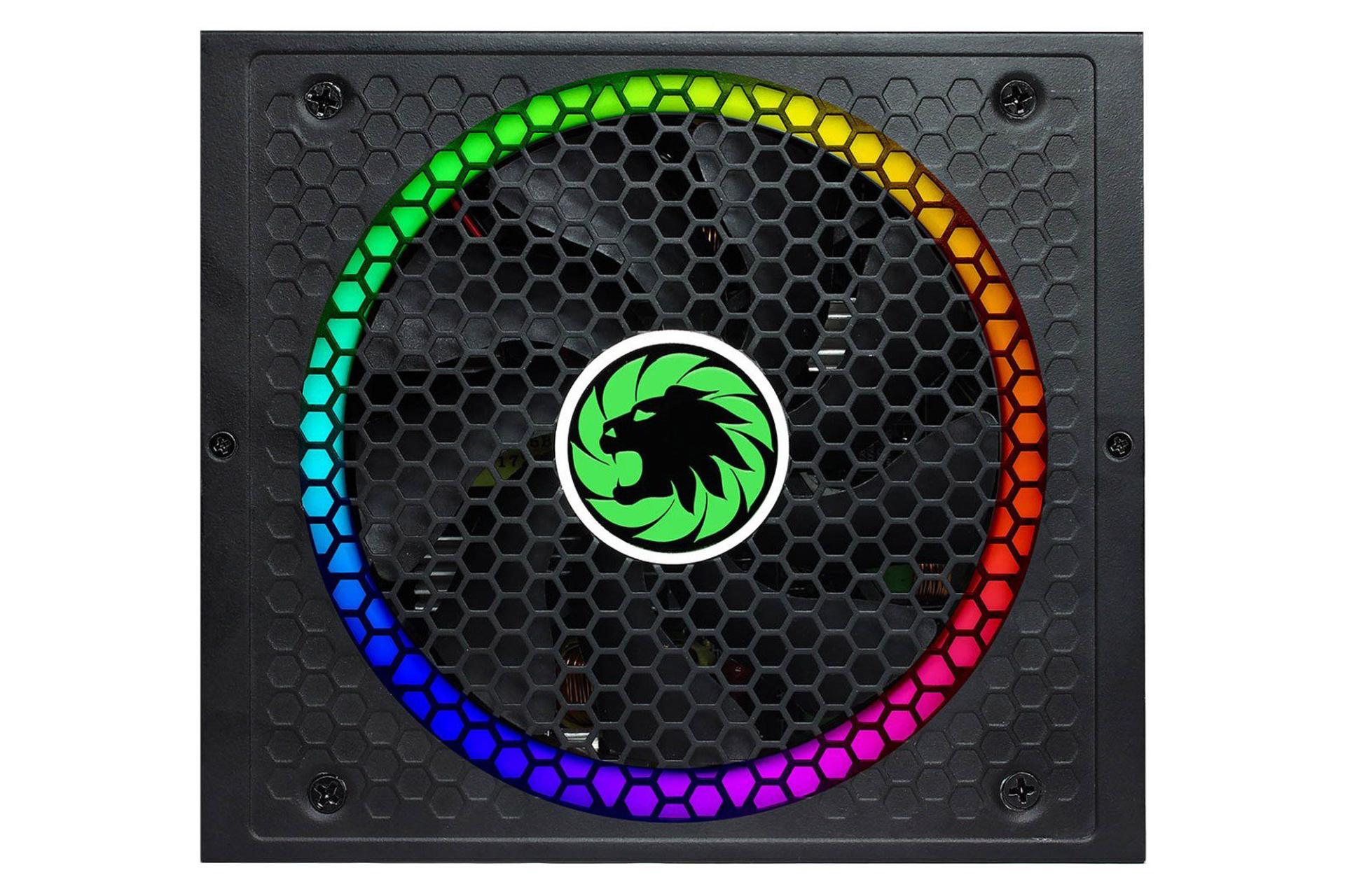 پاور کامپیوتر گیم مکس RGB850 Rainbow با توان 850 وات نمای فن
