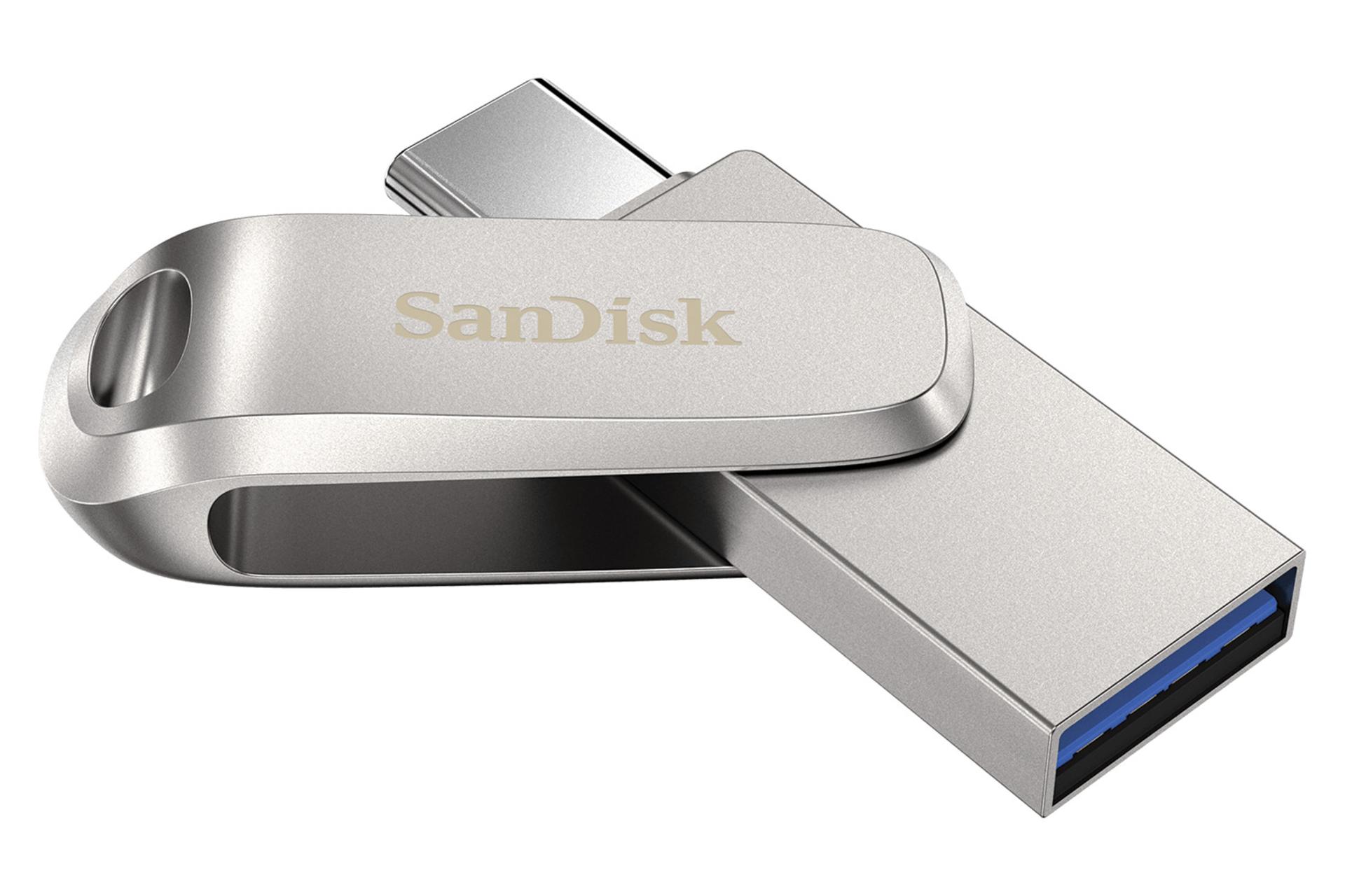 نمای چرخش سن دیسک مدل Ultra Dual Drive Luxe USB Type-C ظرفیت 64 گیگابایت