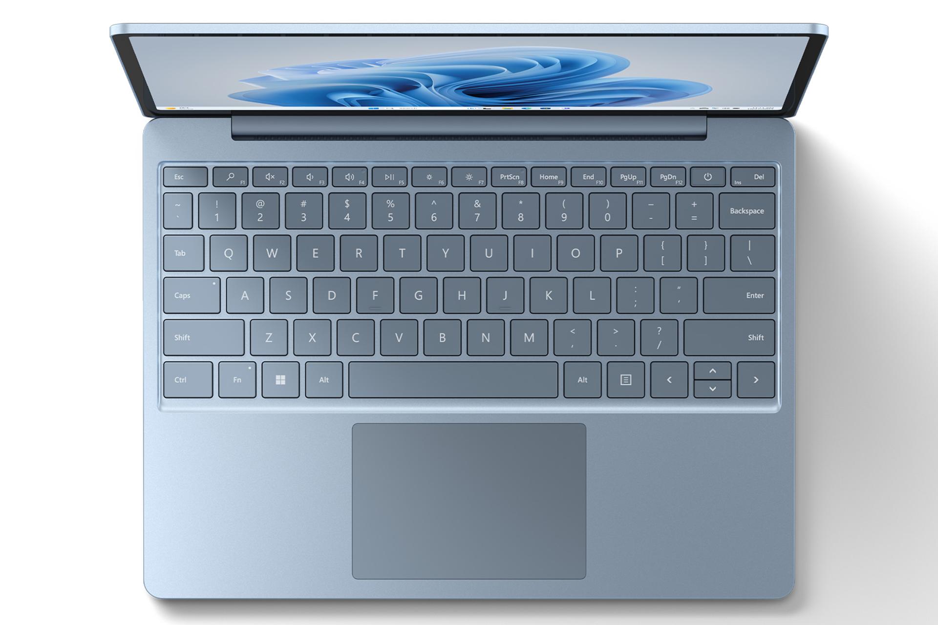 نمای بالا لپ تاپ مایکروسافت سرفیس لپ تاپ گو 3 رنگ آبی یخی