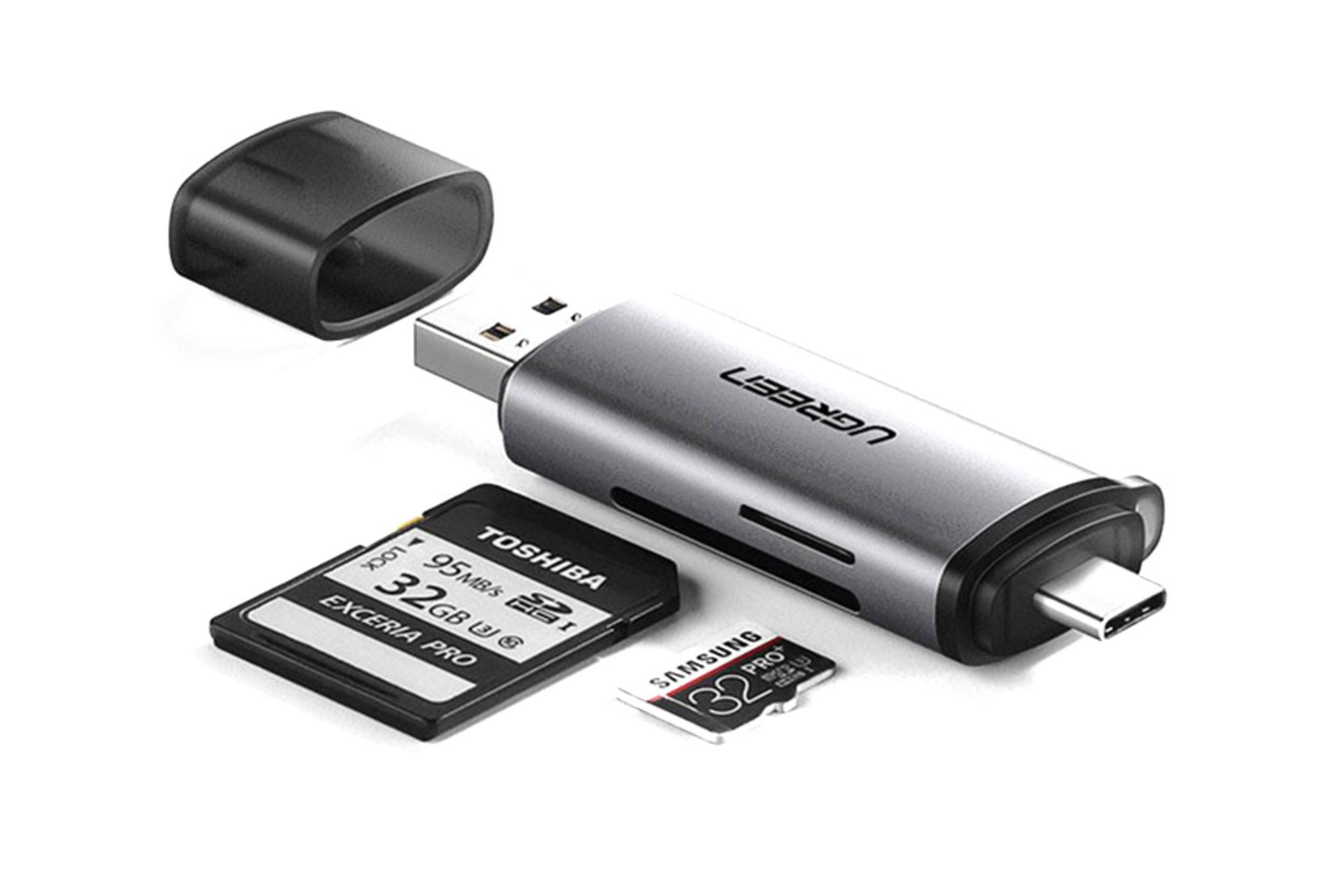 مرجع متخصصين ايران نماي كناري كارت خوان يوگرين UGREEN 2-in-1 USB C OTG