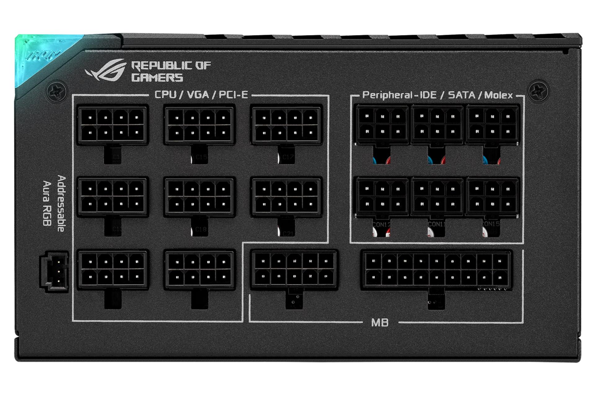 کانکتور پاور کامپیوتر ایسوس ROG-THOR-1200P2-GAMING با توان 1200 وات