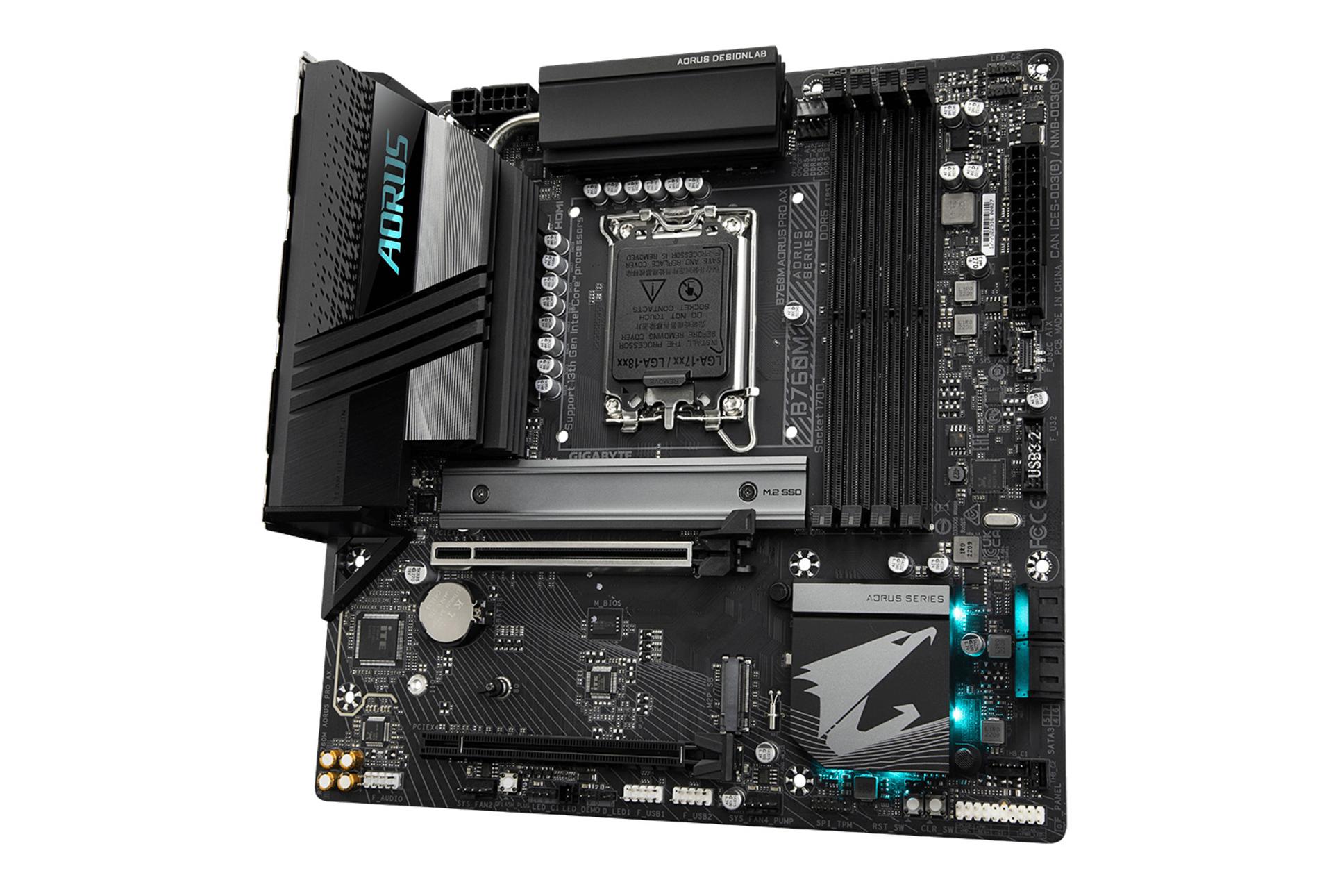 نمای کناری مادربرد گیگابایت GIGABYTE B760M AORUS PRO AX (rev. 1.x)