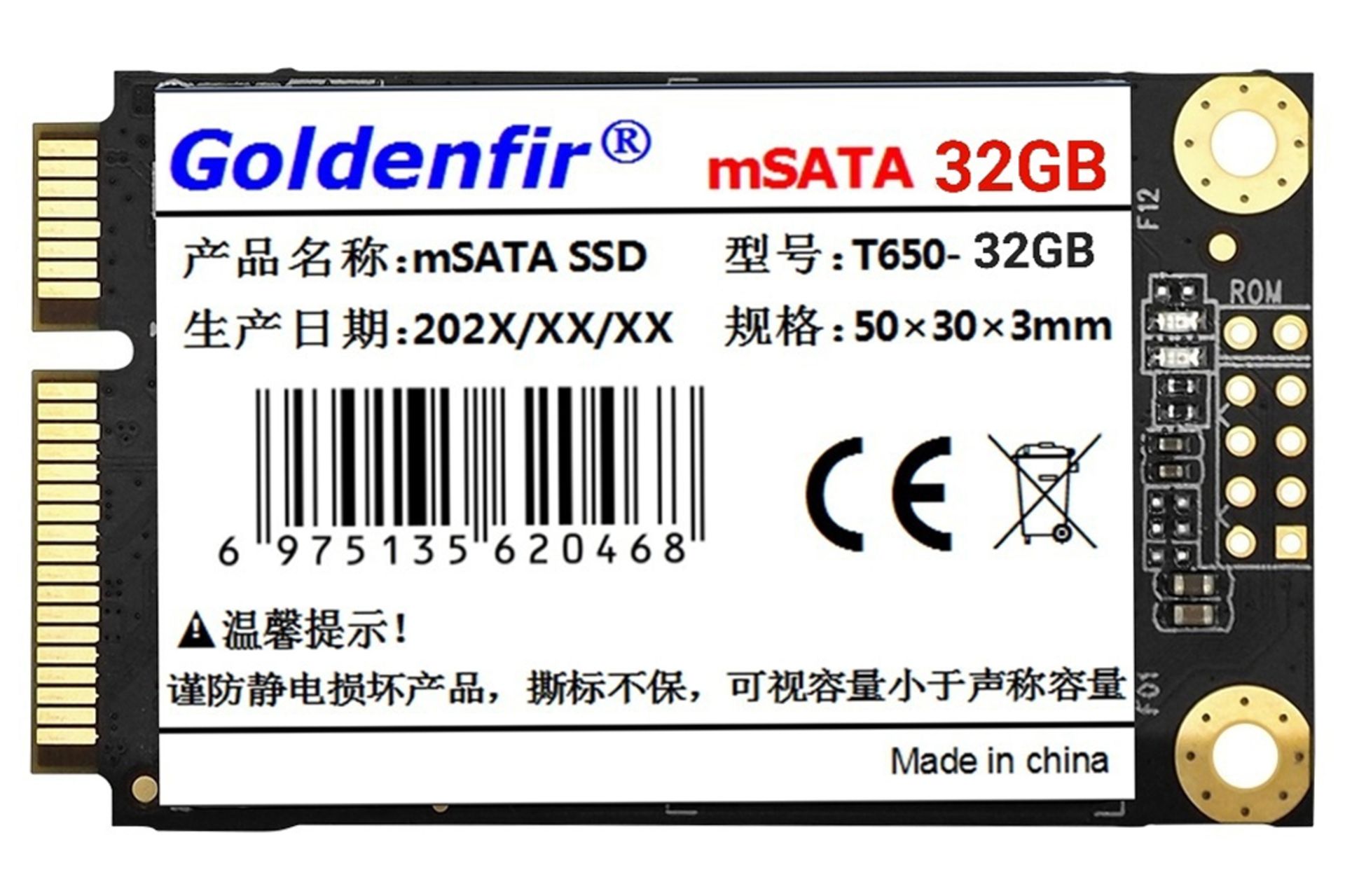 SSD گلدن فیر T650 mSATA ظرفیت 32 گیگابایت