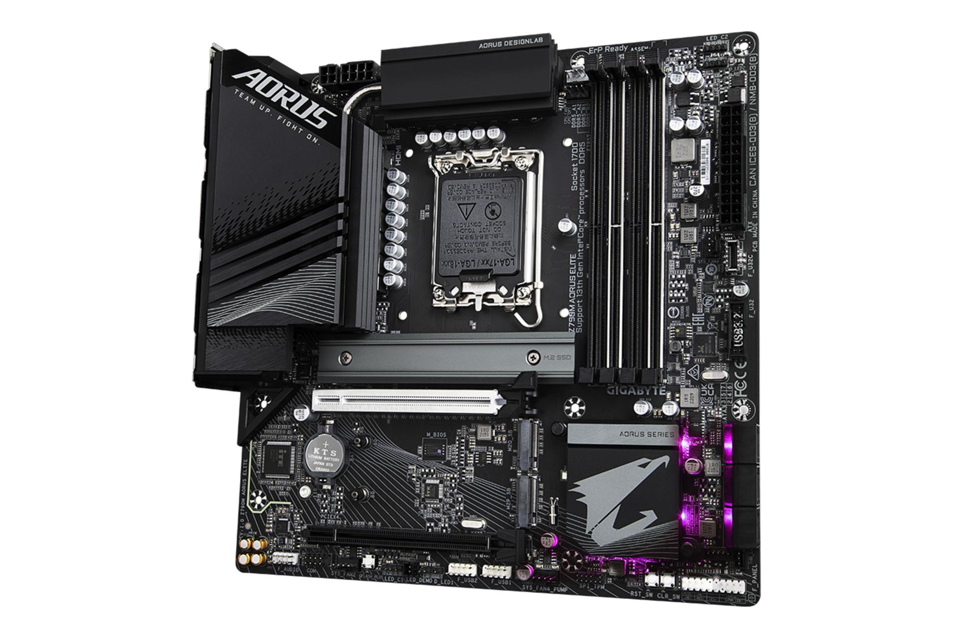 نمای کناری مادربرد گیگابایت GIGABYTE Z790M AORUS ELITE (rev. 1.0)