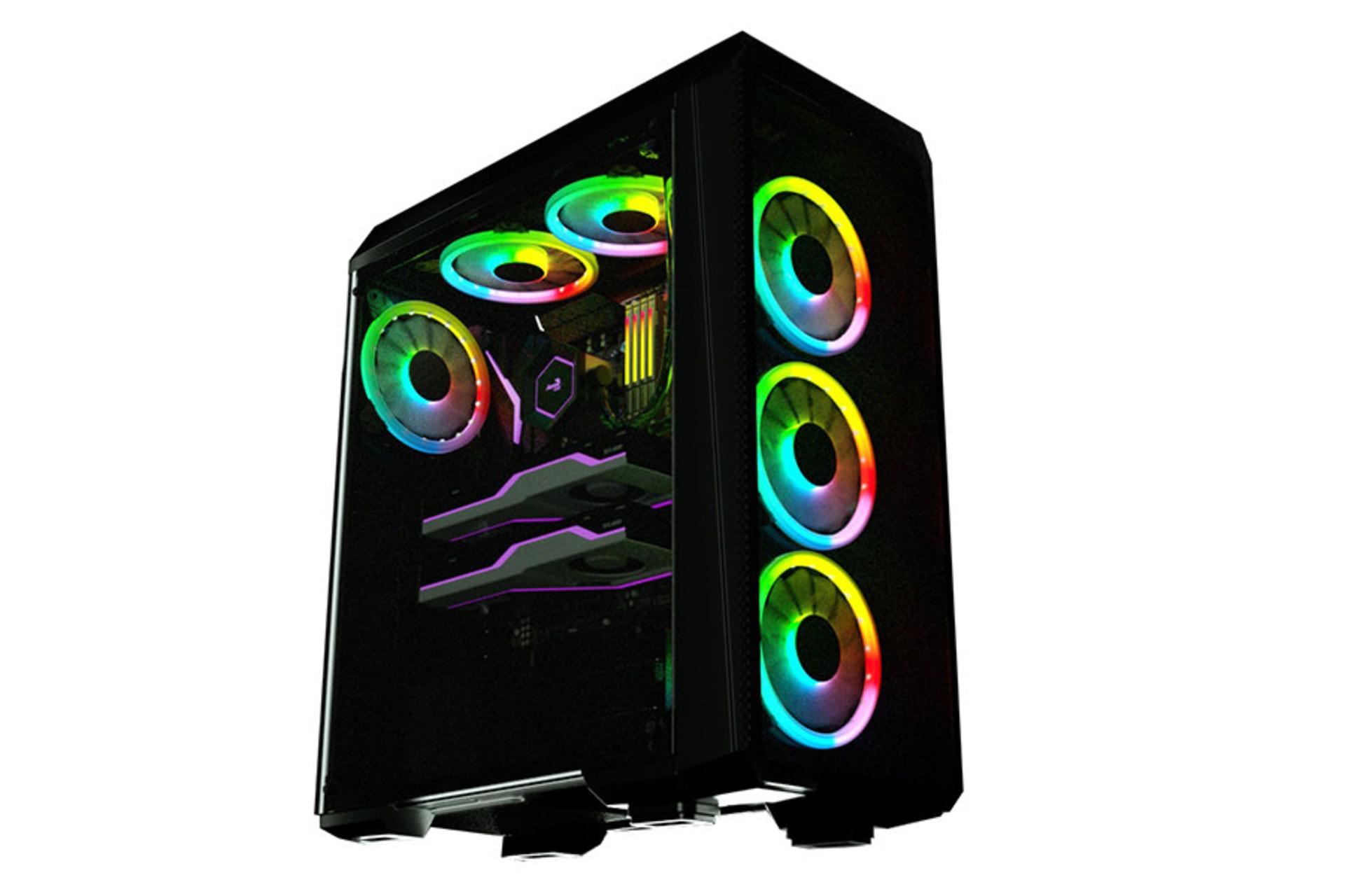 نمای نیم رخ جلو و پنل شیشه‌ای سمت چپ کیس کامپیوتر تسکو مدل GC TA 4490