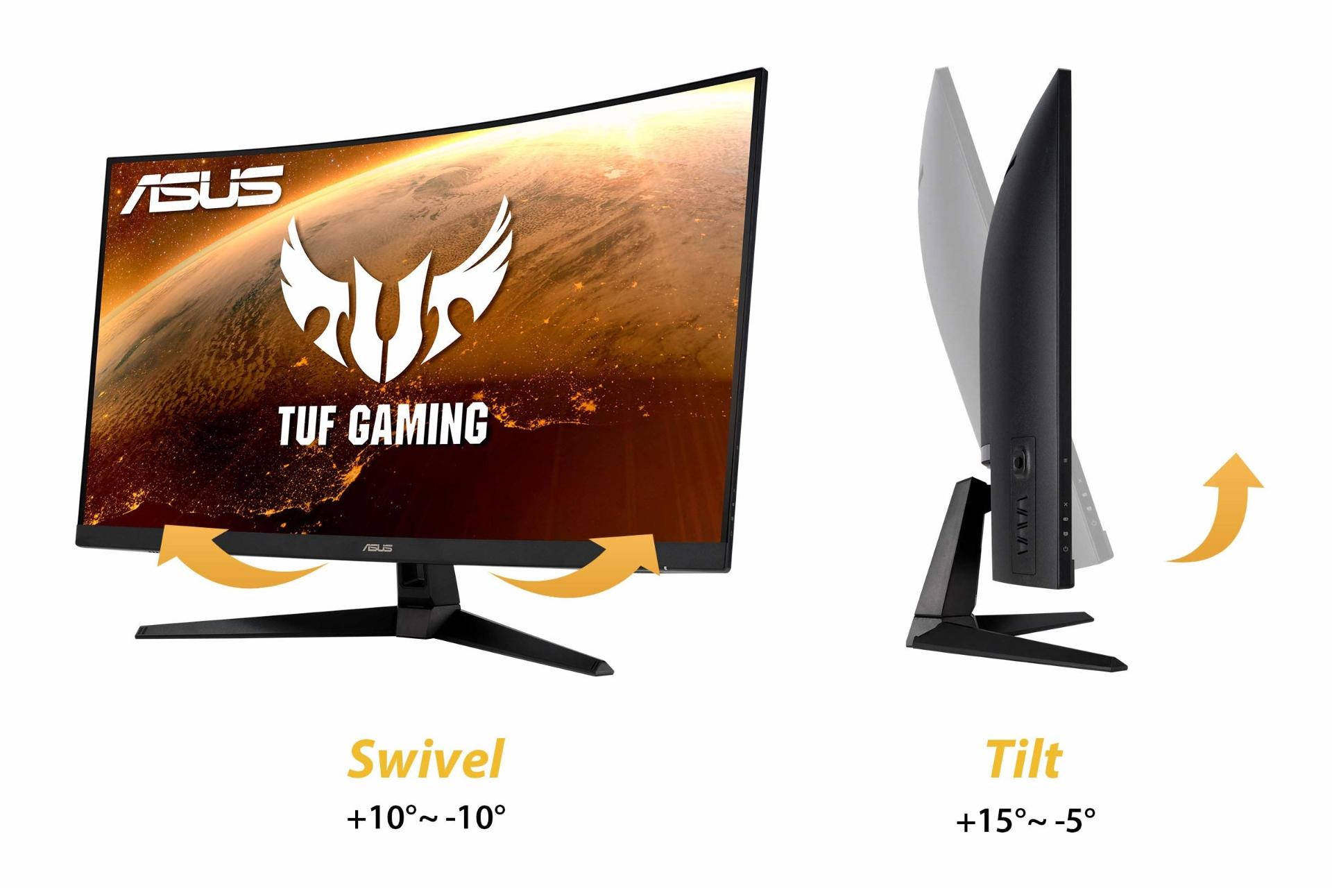 چرخش ASUS TUF Gaming VG32VQ1B UHD / مانیتور ایسوس 31.5 اینچ مدل TUF گیمینگ VG32VQ1B