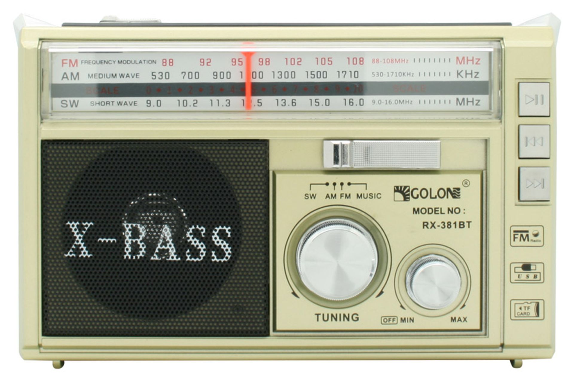 اسپیکر گولون رادیو Golon Radio RX-381BT نمای جلو